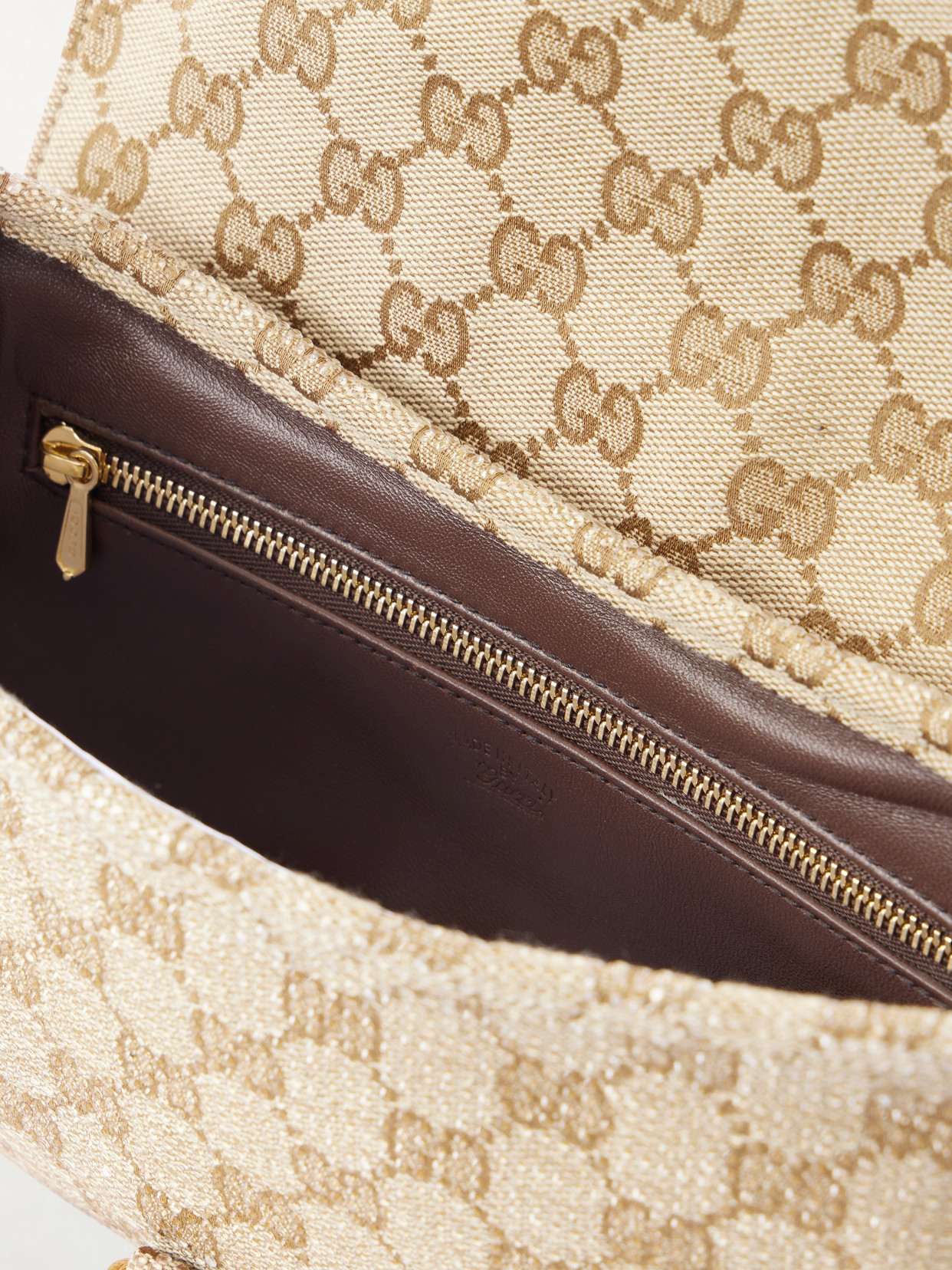 Gucci Aperitivo Crystal-Embellished Canvas-Jacquard Shoulder Bag