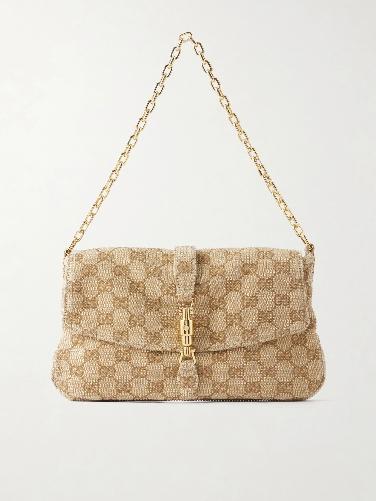 Gucci Aperitivo Crystal-Embellished Canvas-Jacquard Shoulder Bag