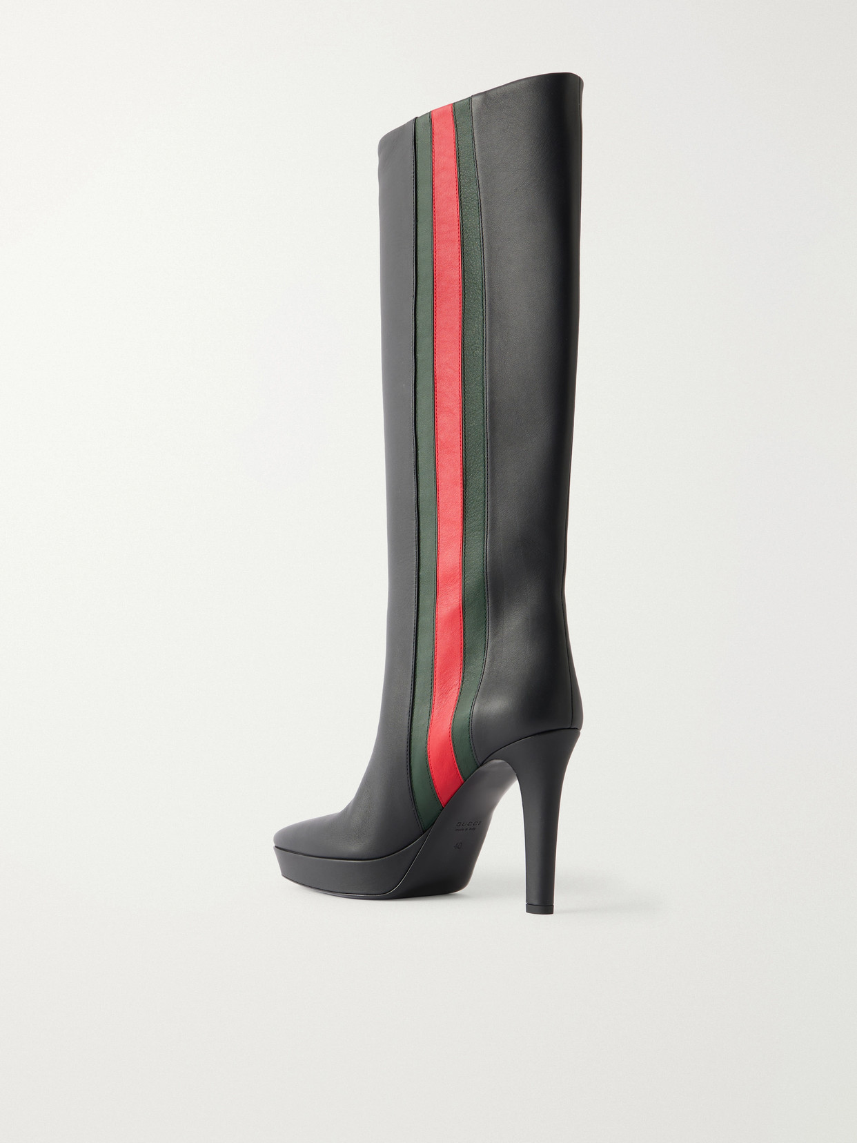 Galleria 115 Web-Trimmed Leather Knee Boots