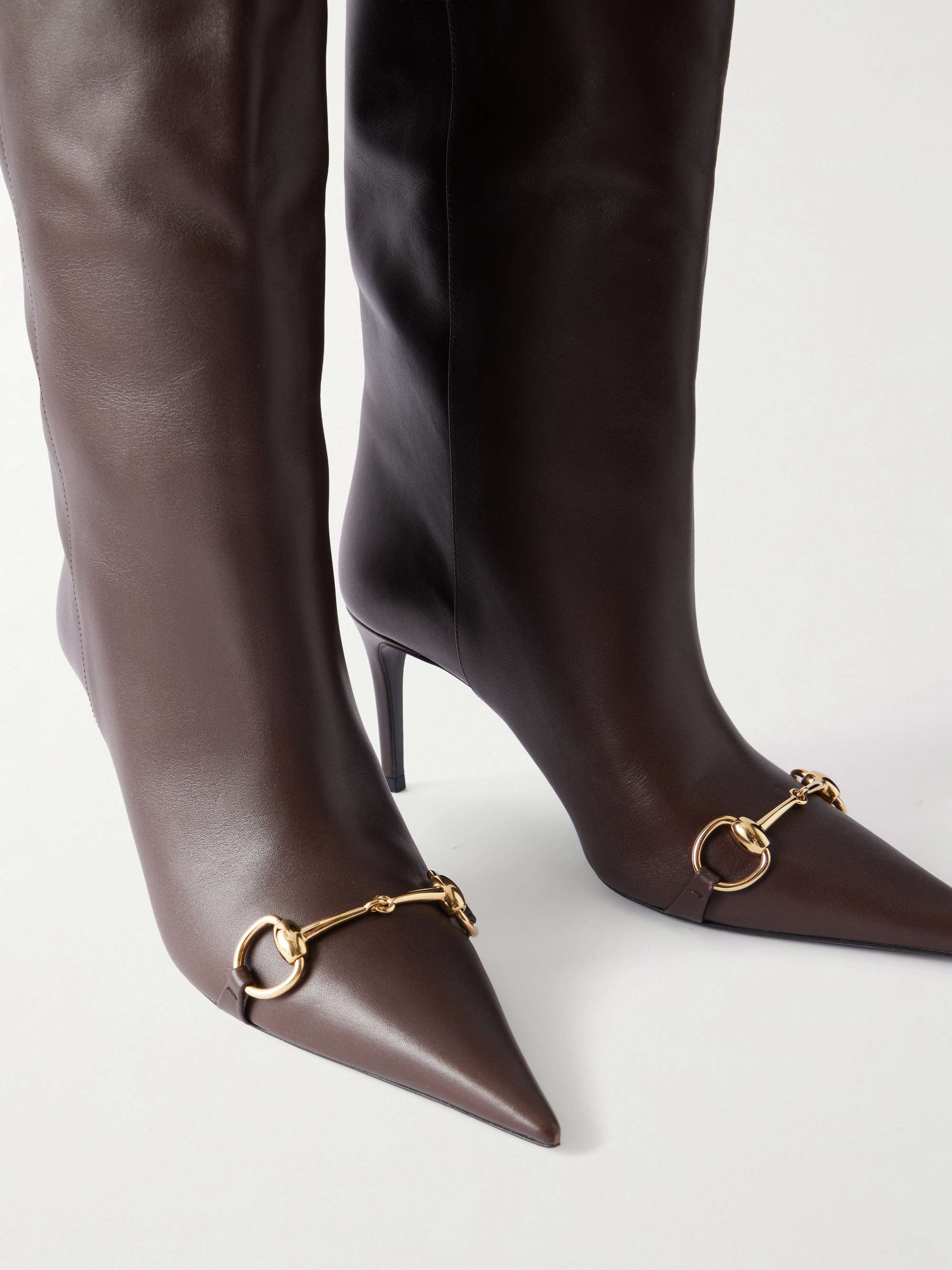GUCCI Donna 80 horsebit-detailed leather knee boots | NET-A-PORTER
