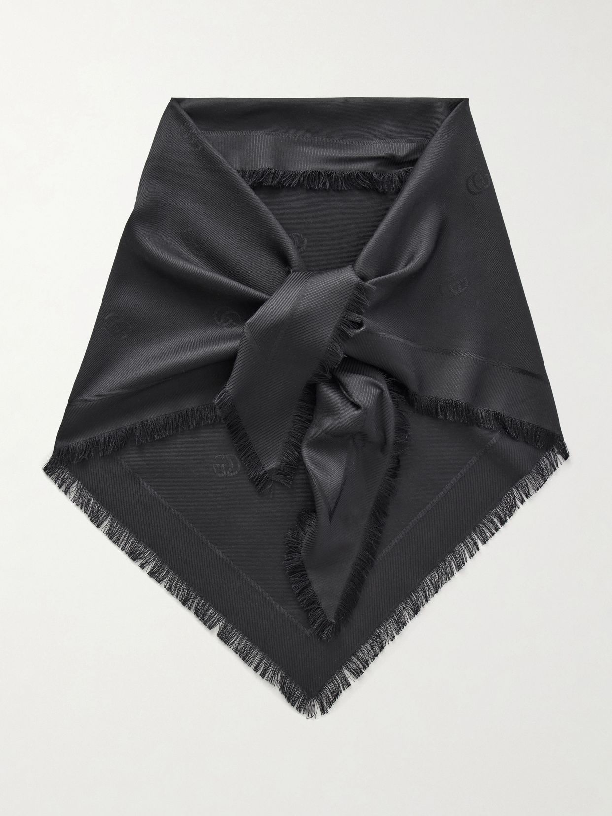 fringed silk and wool blend scarf