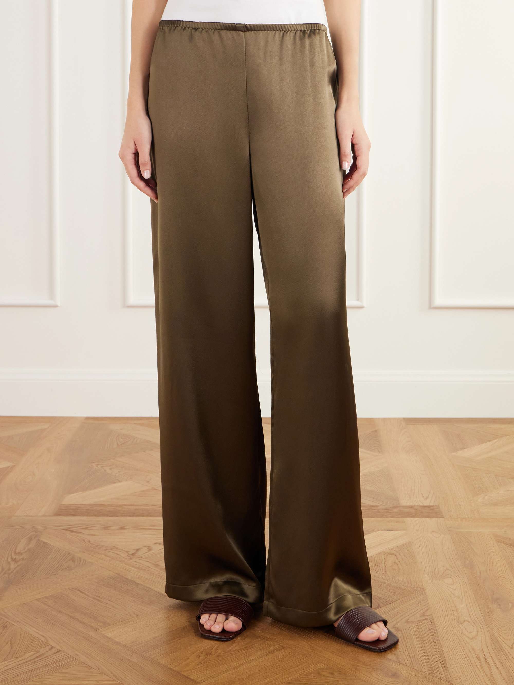 LESET Barb satin wide-leg pants