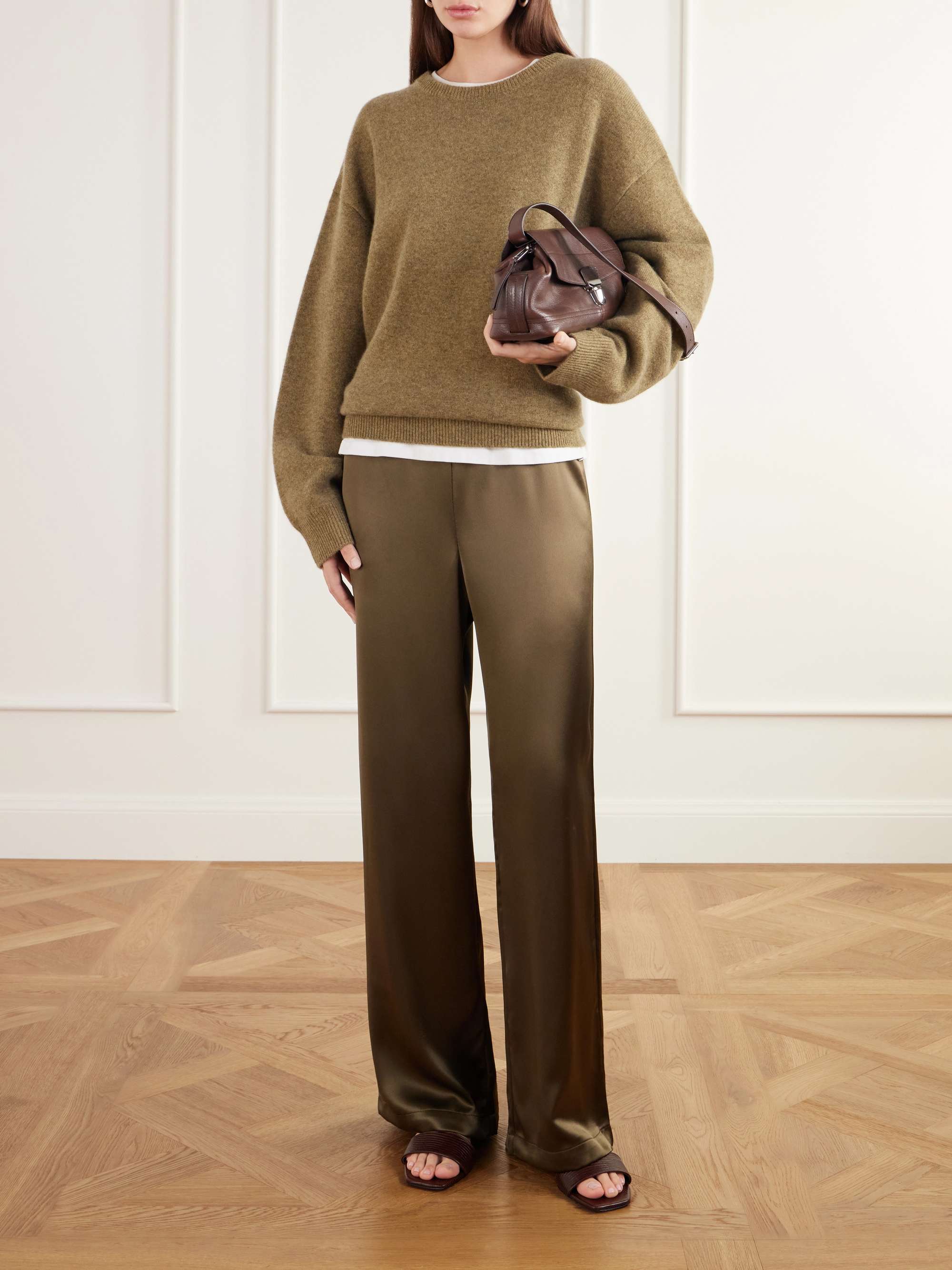 LESET Barb satin wide-leg pants