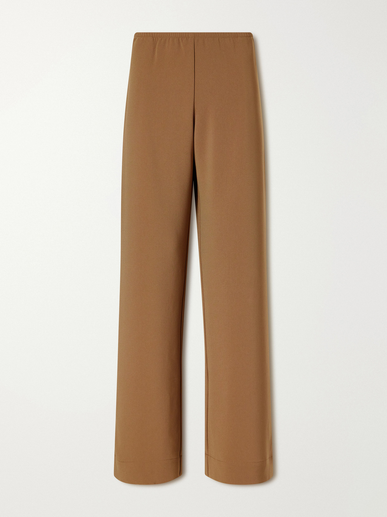 Leset Arielle Crepe Wide-leg Pants In Brown