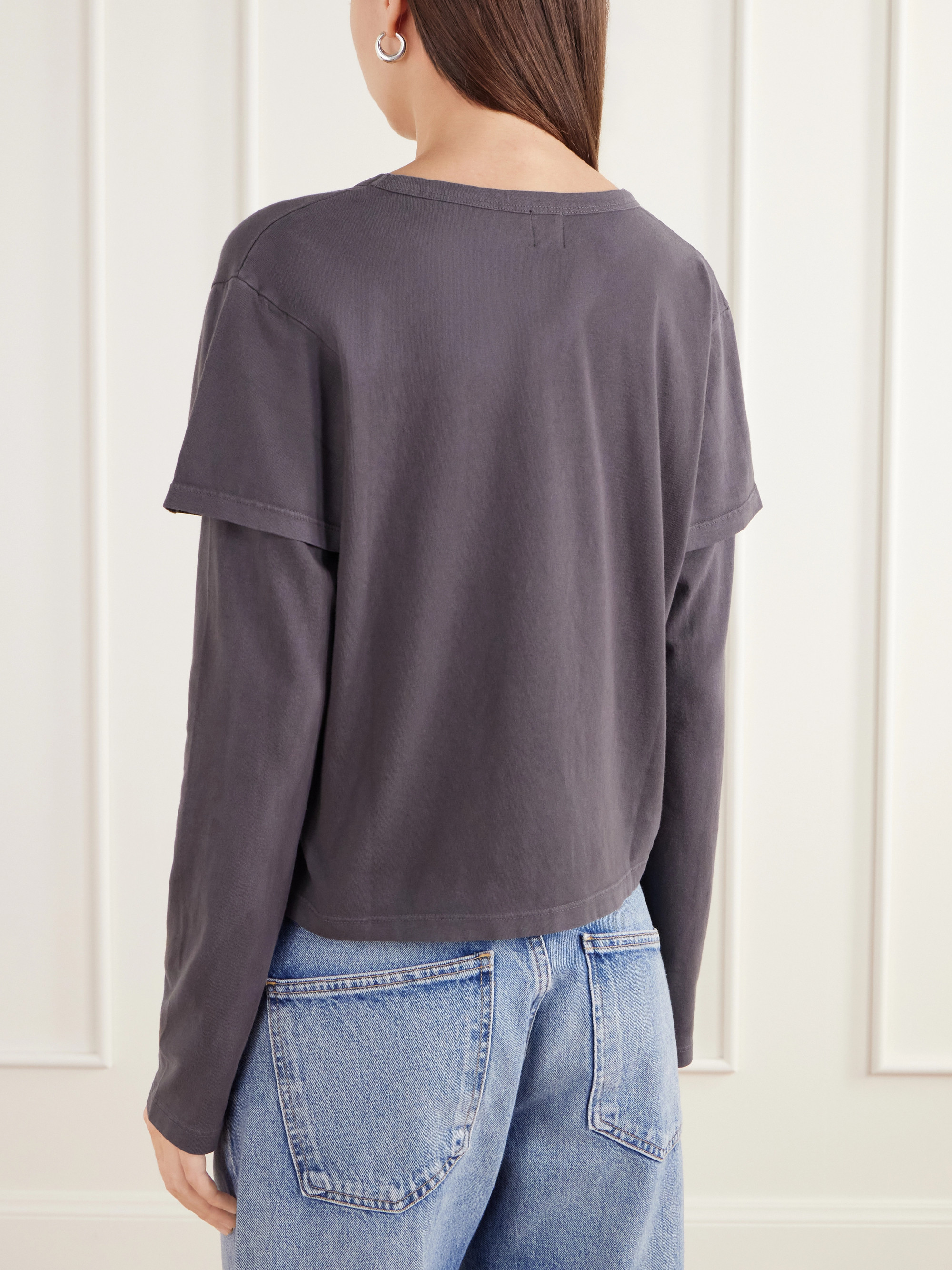 LESET Margo layered cotton-jersey T-shirt