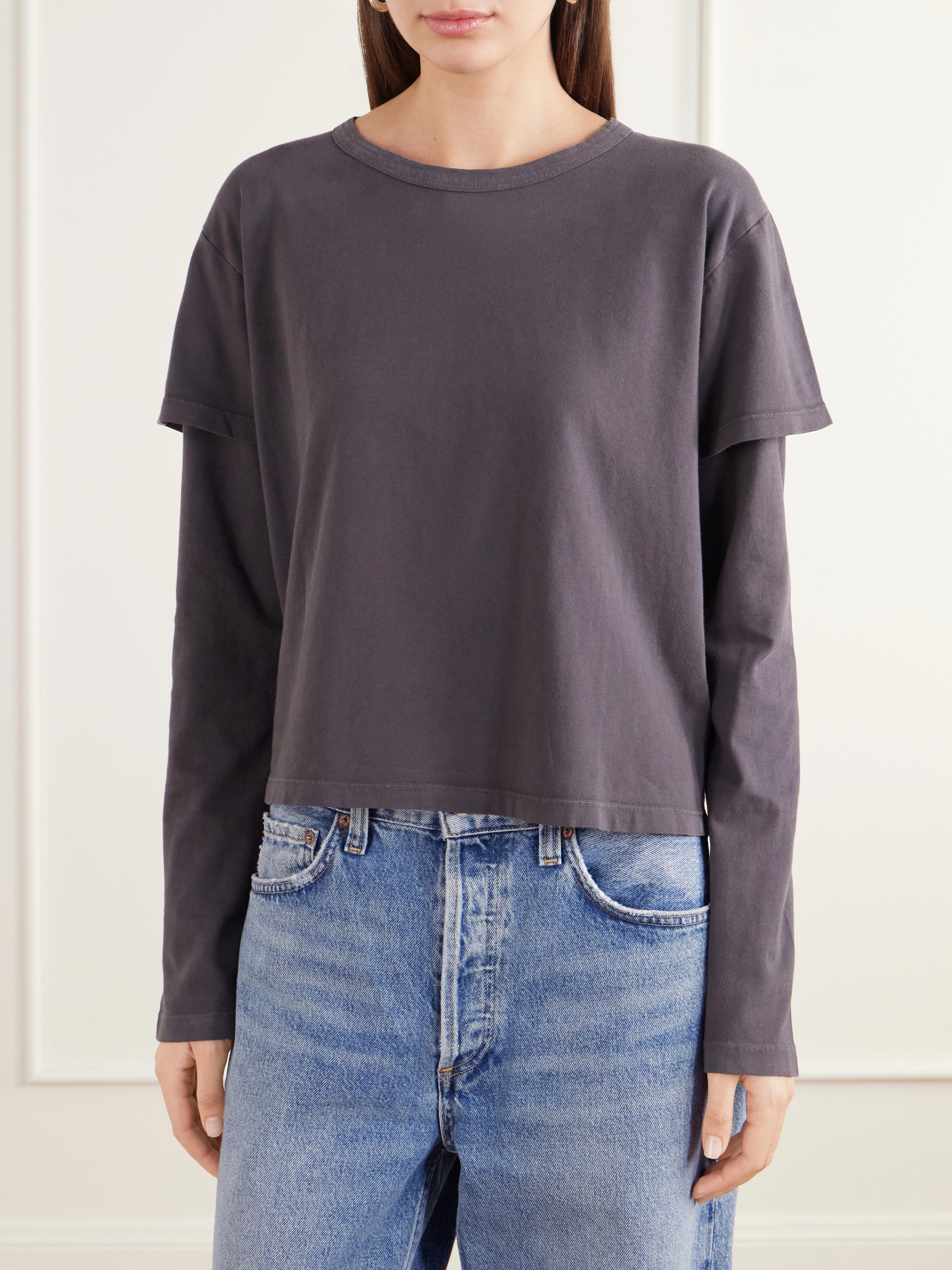 LESET Margo layered cotton-jersey T-shirt