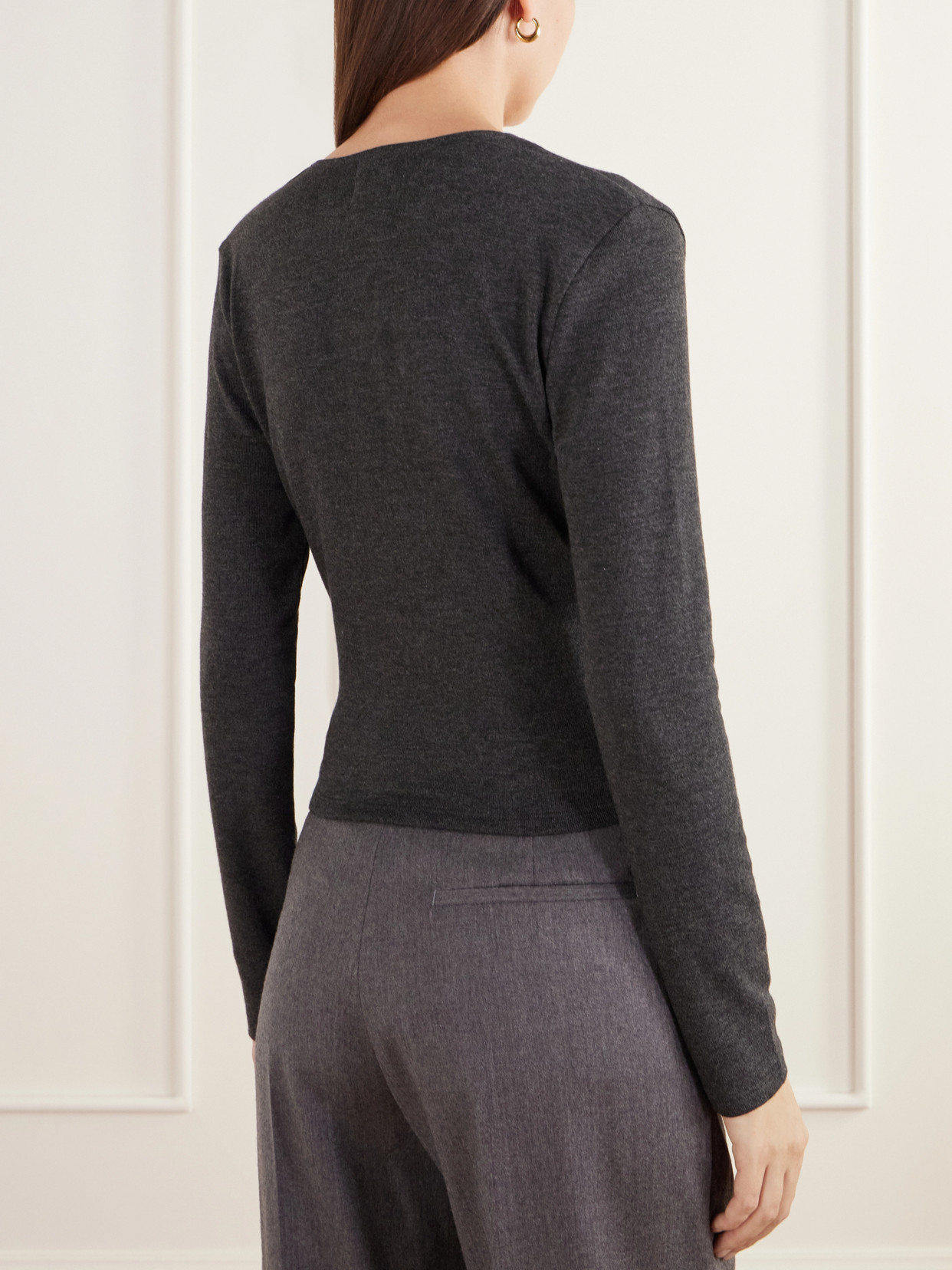 Lauren Cropped Wrap-Effect Stretch-Jersey T-Shirt