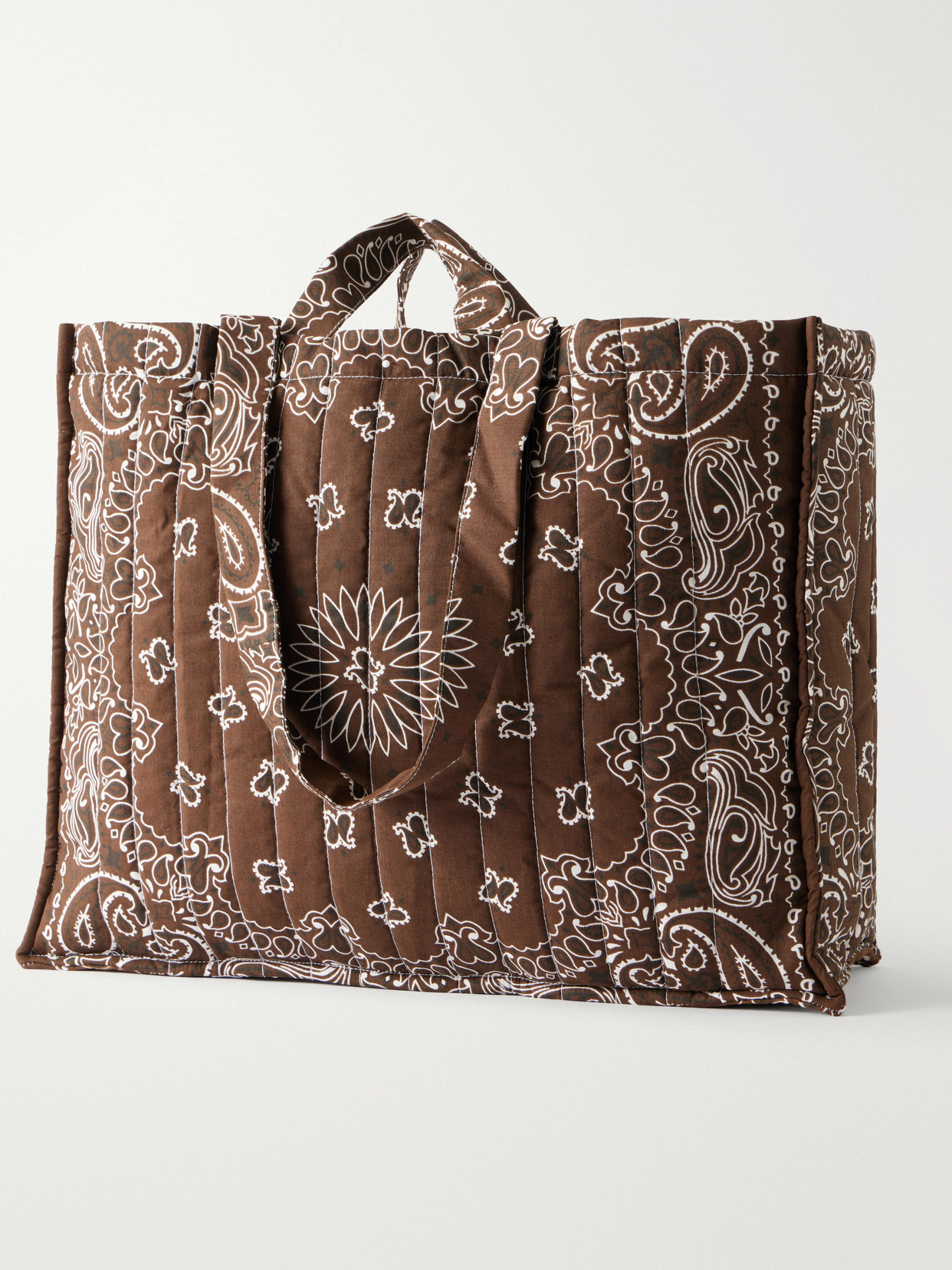 Maxi Cabas Matelassé Embroidered Bandana-Printed Padded Cotton-Canvas Tote