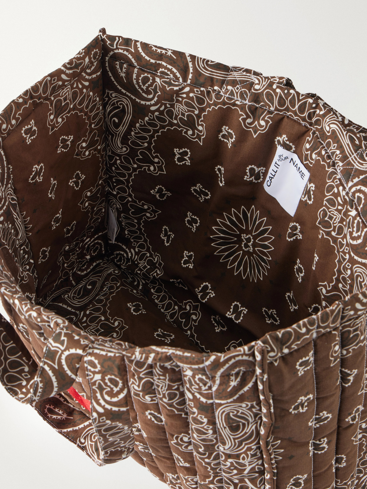 Maxi Cabas Matelassé Embroidered Bandana-Printed Padded Cotton-Canvas Tote