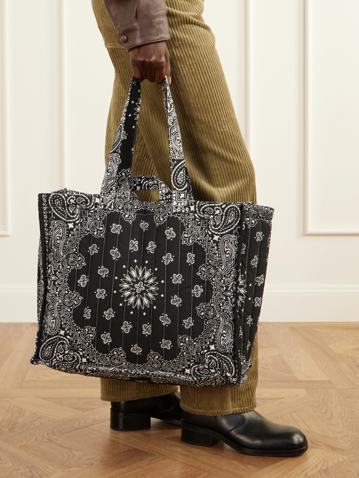 Maxi Quilted Cabas Printed Cotton-Canvas Tote