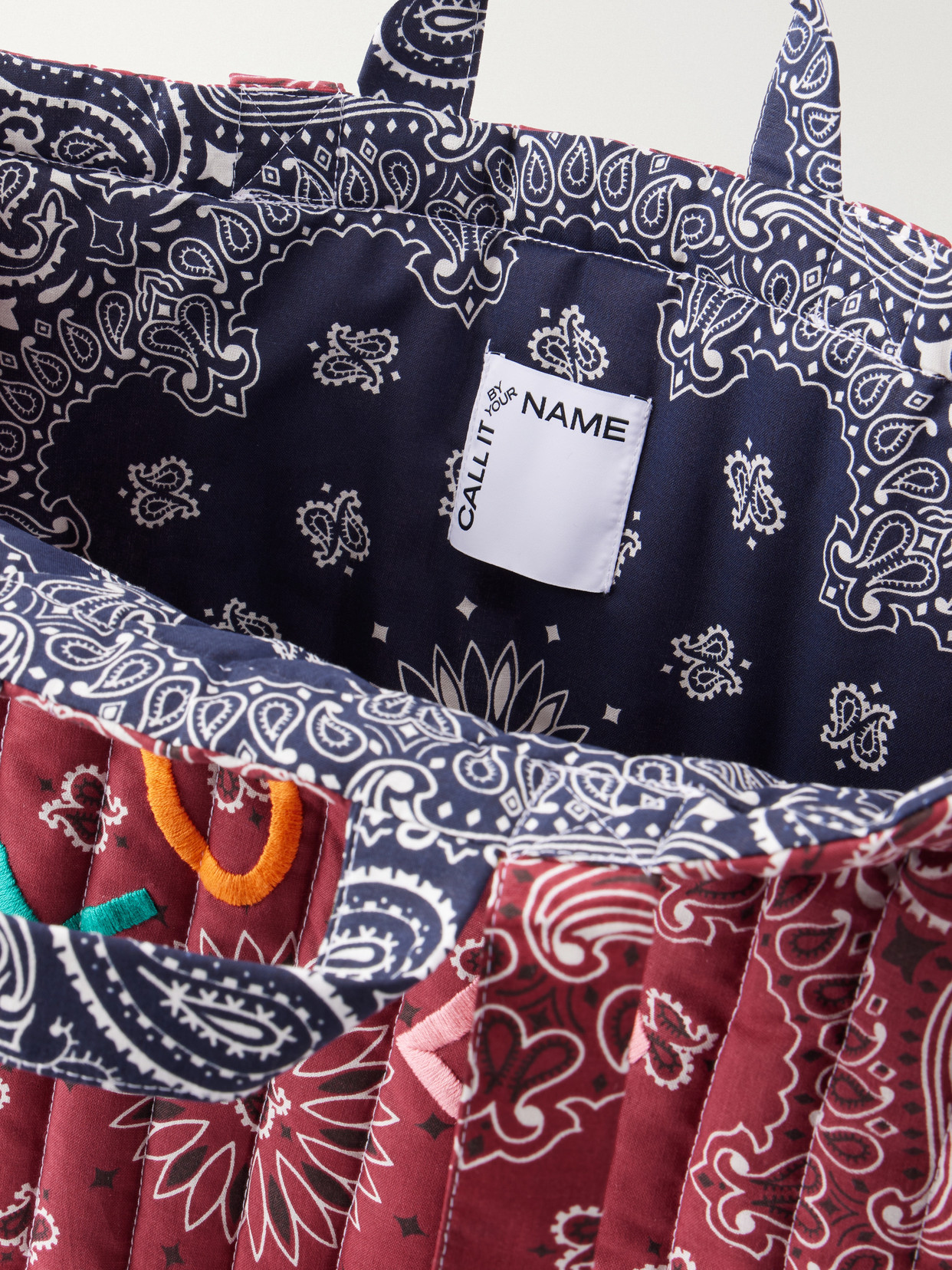 Maxi Quilted Cabas Love Embroidered Printed Cotton-Canvas Tote