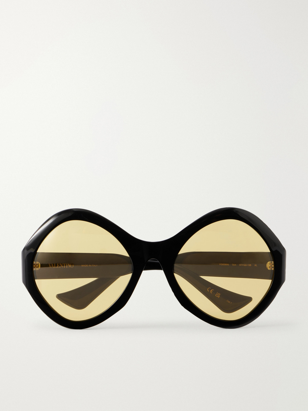 Valentino Vlogo-embellished Round-frame Acetate Sunglasses In Black