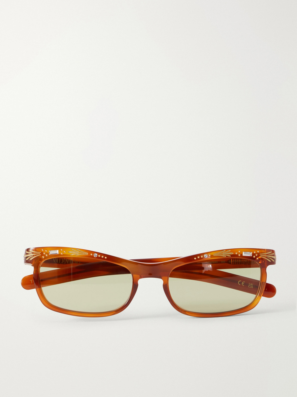 Valentino Crystal-embellished Square-frame Recycled Tortoiseshell Acetate Sunglasses