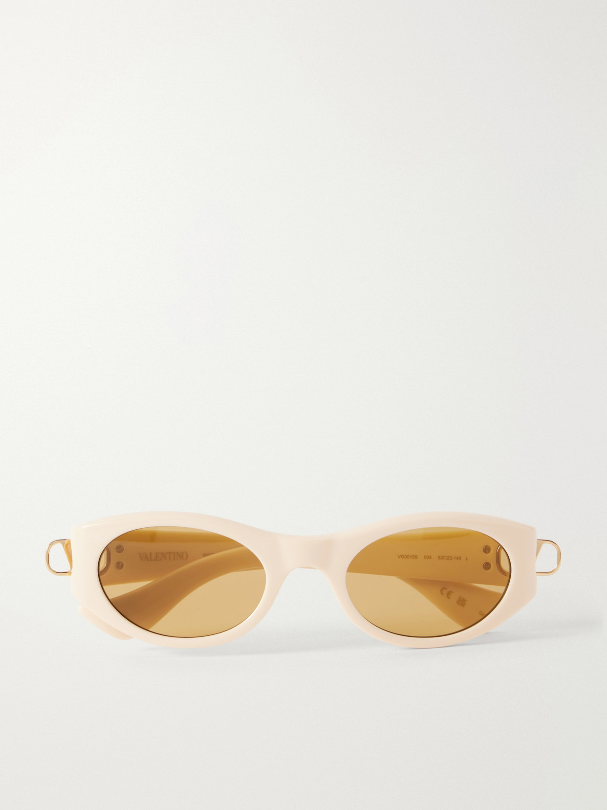 Valentino Vlogo-embellished Round-frame Acetate Sunglasses In Neutrals