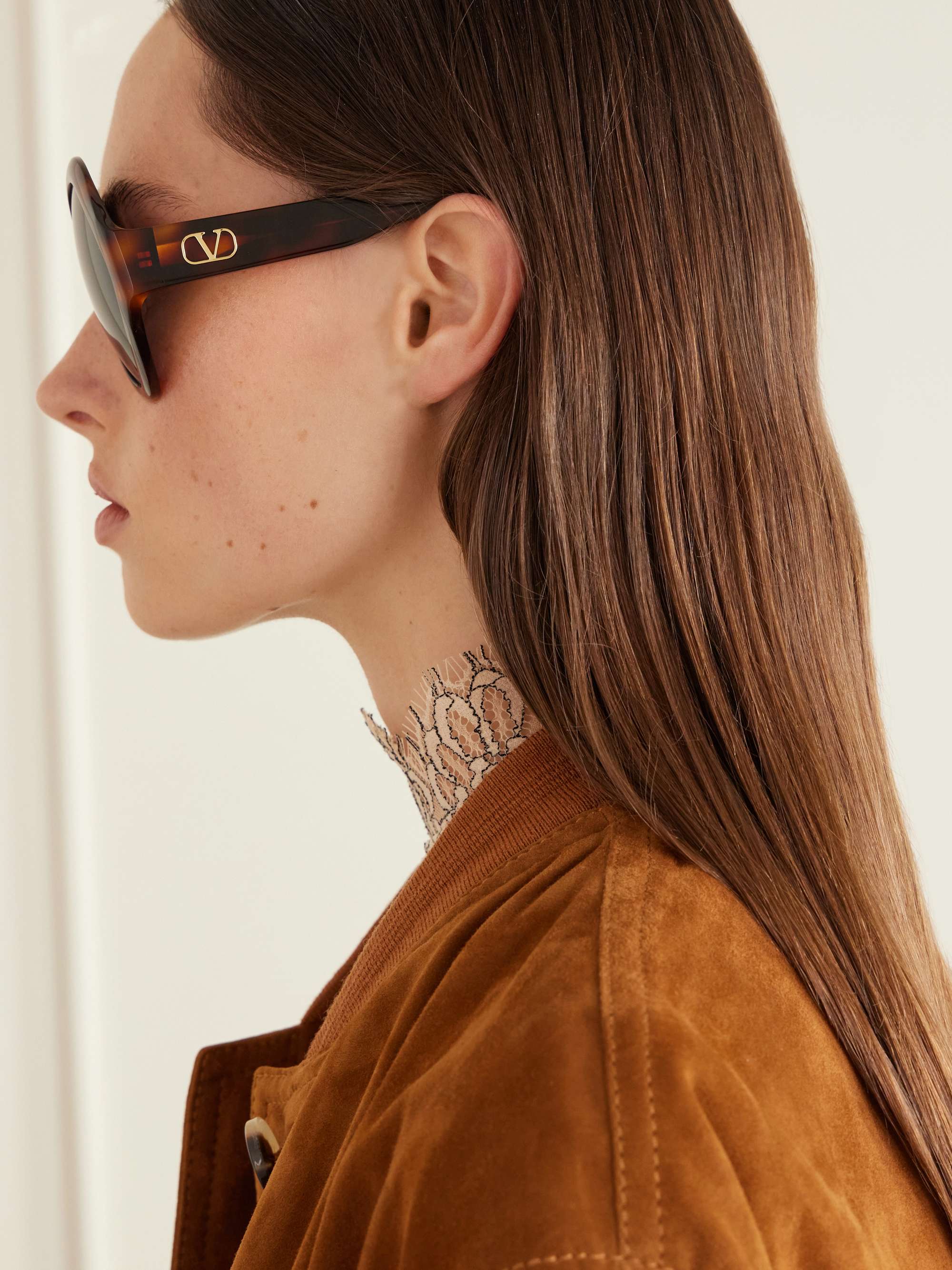 VALENTINO EYEWEAR VLogo-embellished round-frame acetate sunglasses