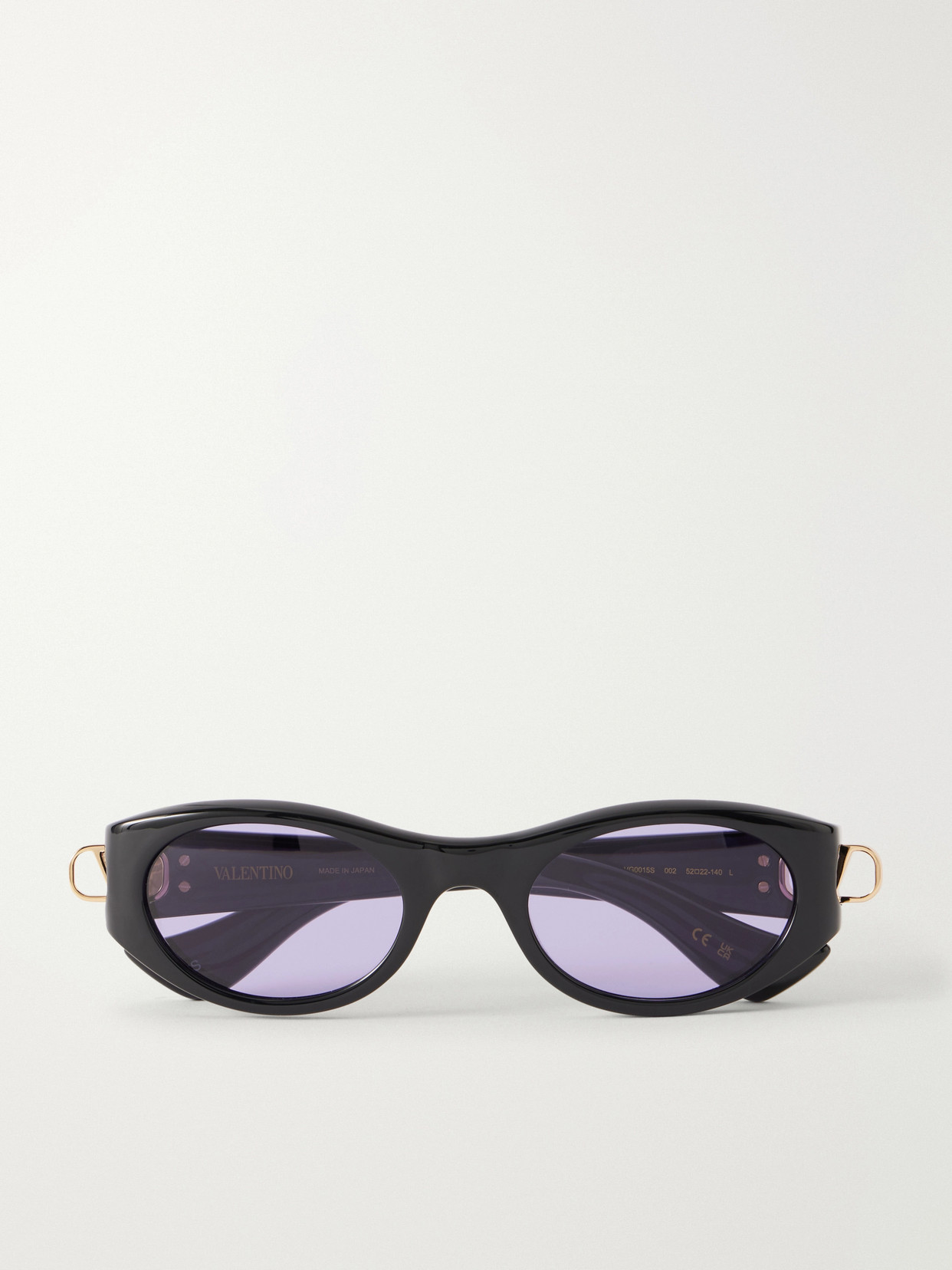 Valentino Vlogo-embellished Round-frame Acetate Sunglasses In Black