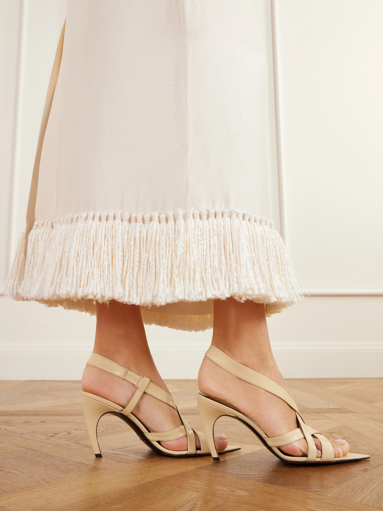 Matilde Fringed Silk-Shantung Maxi