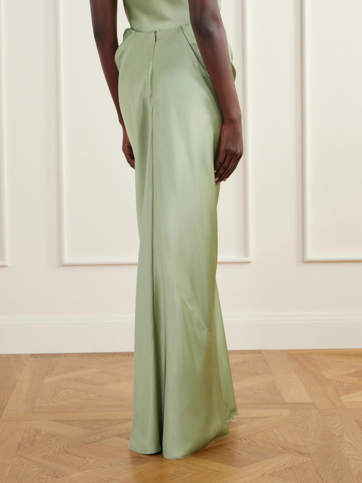 Cleo Draped Silk-Satin Maxi