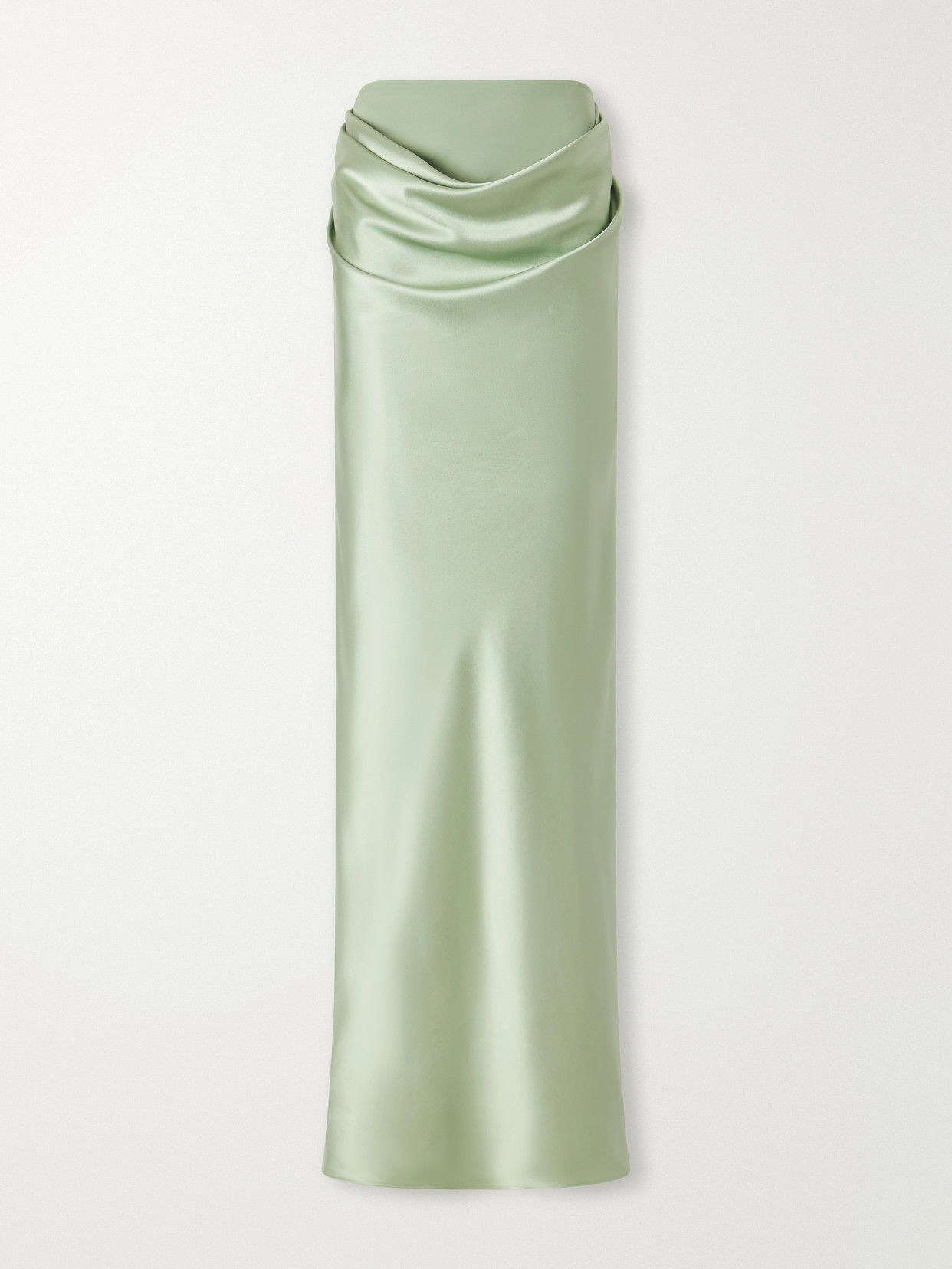 Heirlome Cleo Draped Silk-satin Maxi Skirt In Green