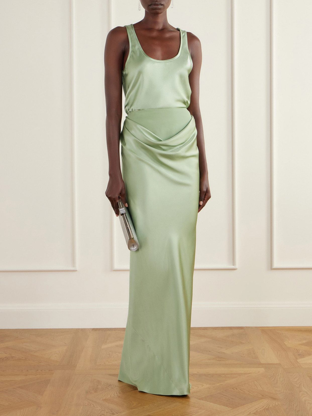 Cleo Draped Silk-Satin Maxi