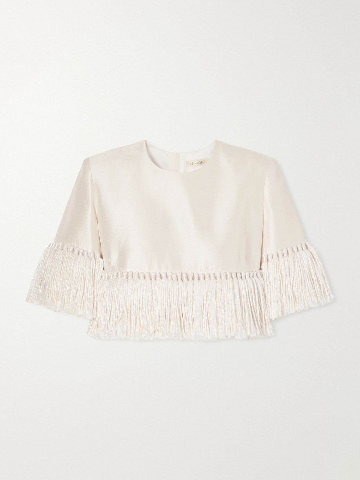 Matilde Crop Fringed-Trimmed Silk-Shantung Top