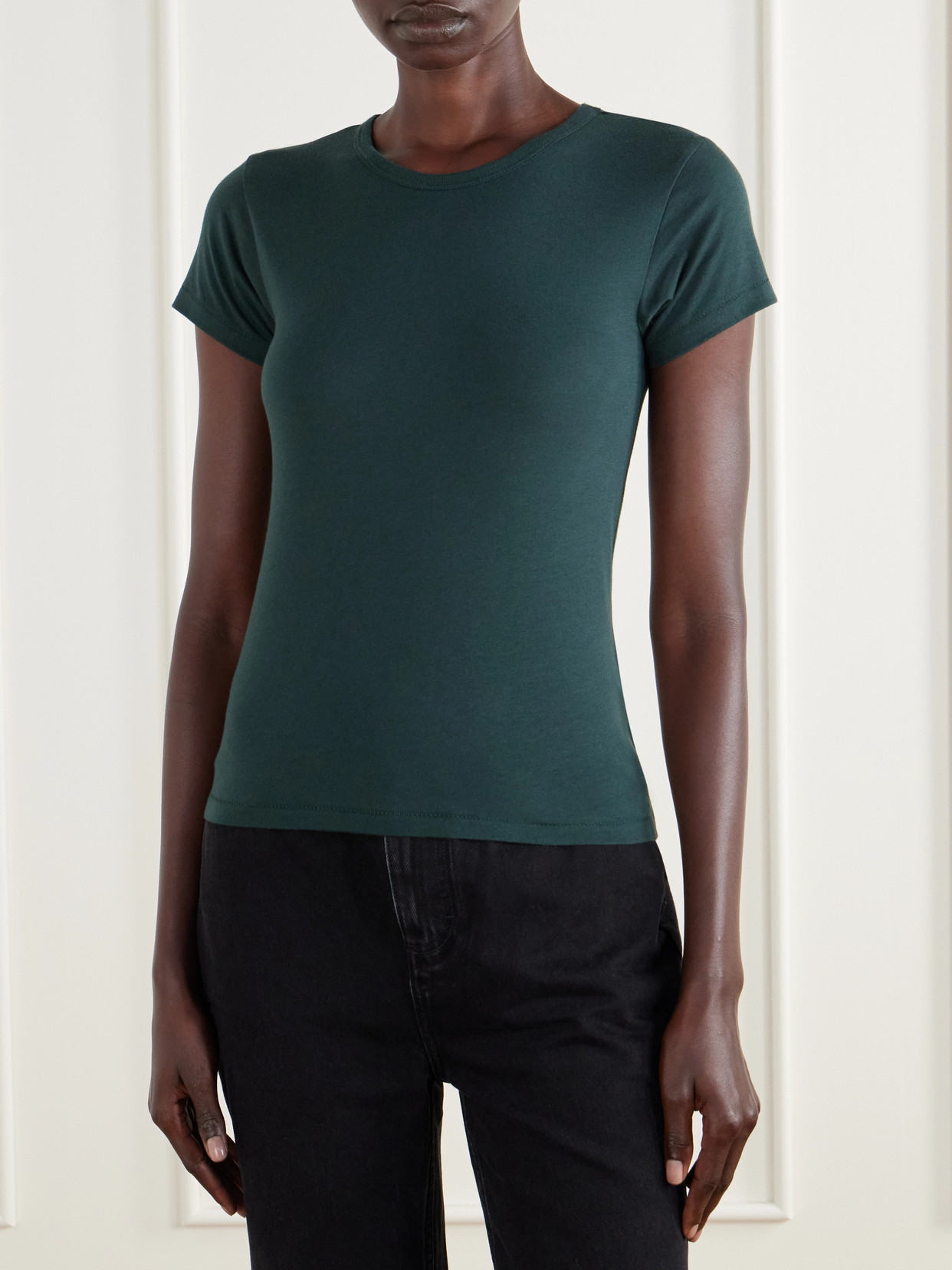 Éterne - Short Sleeve Baby Tee Cotton And Modal-Blend Jersey T-Shirt