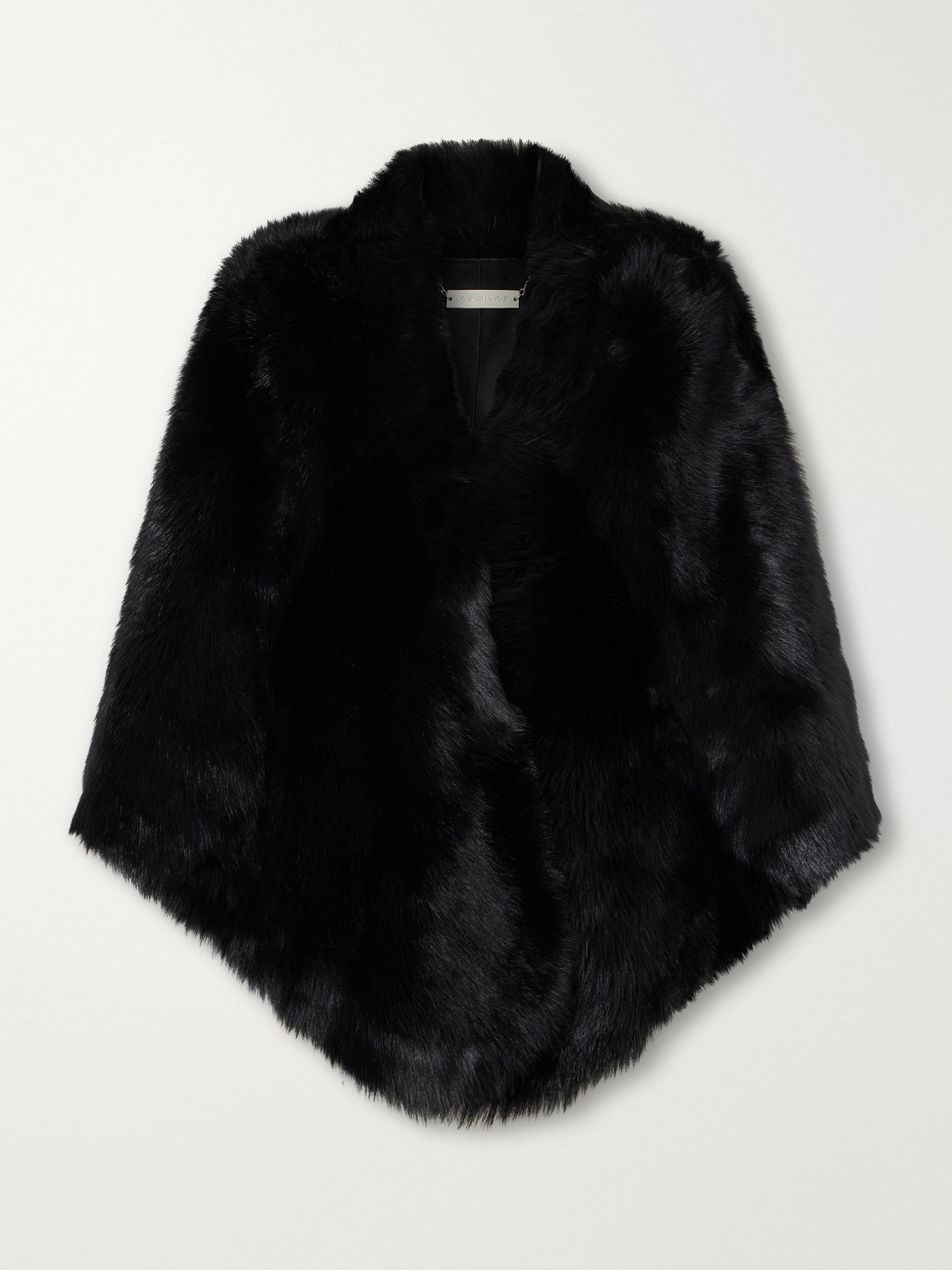 Nour Hammour Olympe Shearling Scarf In Black
