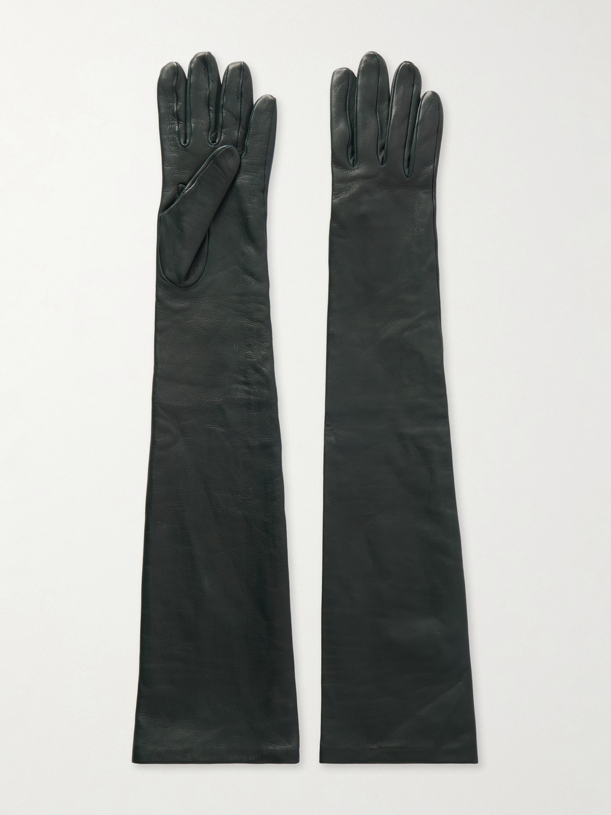 Nour Hammour Leather Gloves In Green