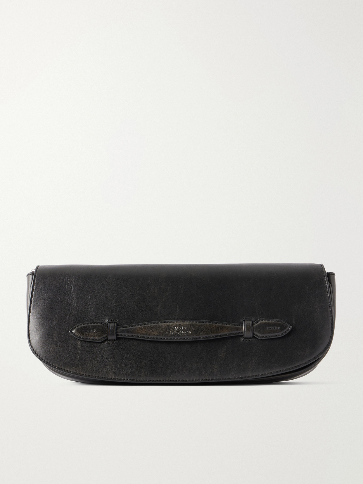Polo Ralph Lauren Textured-leather Clutch In Black