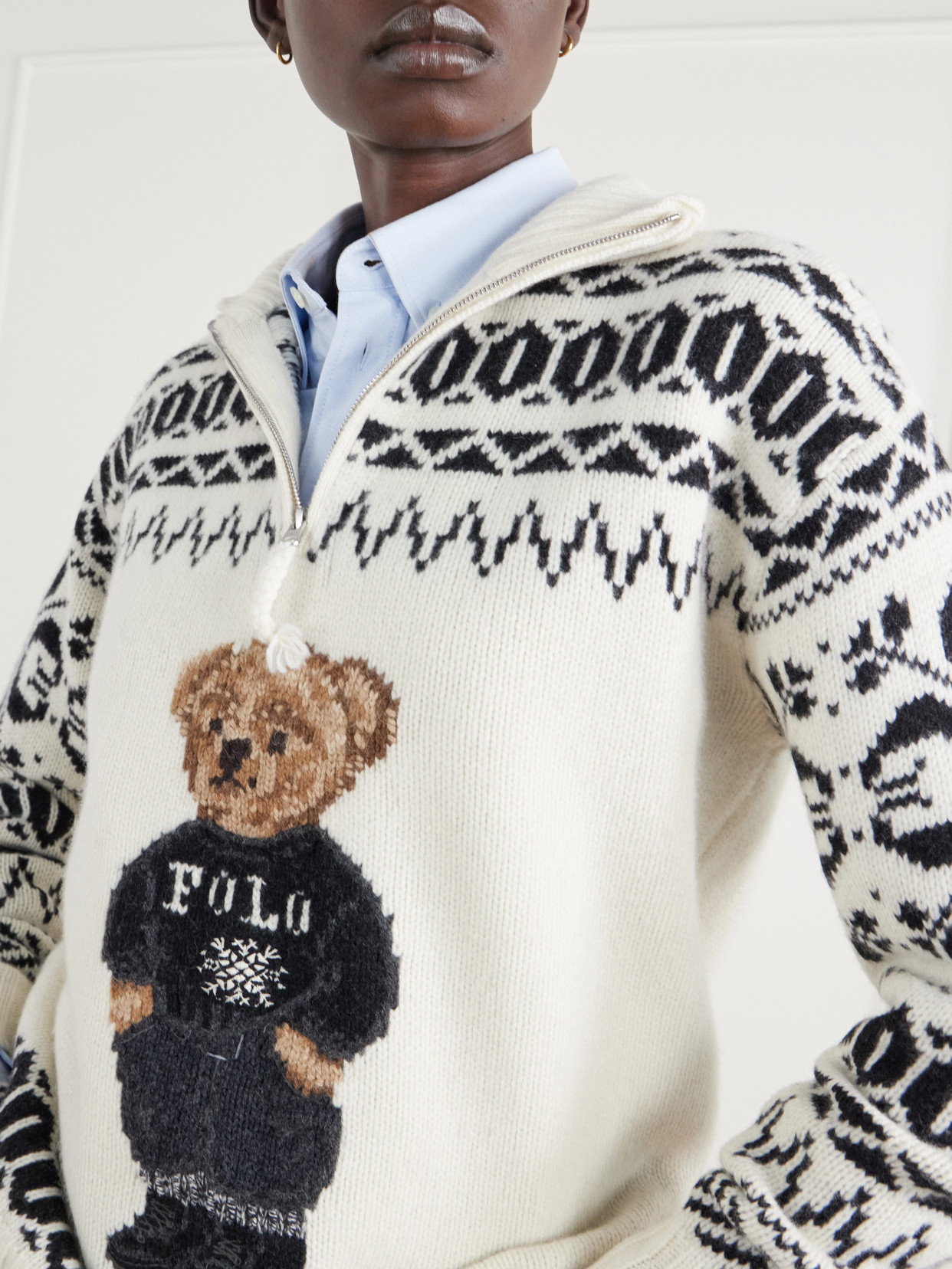 Polo Ralph Lauren - Embroidered Fair Isle Wool And Cashmere-Blend Half-Zip Sweater