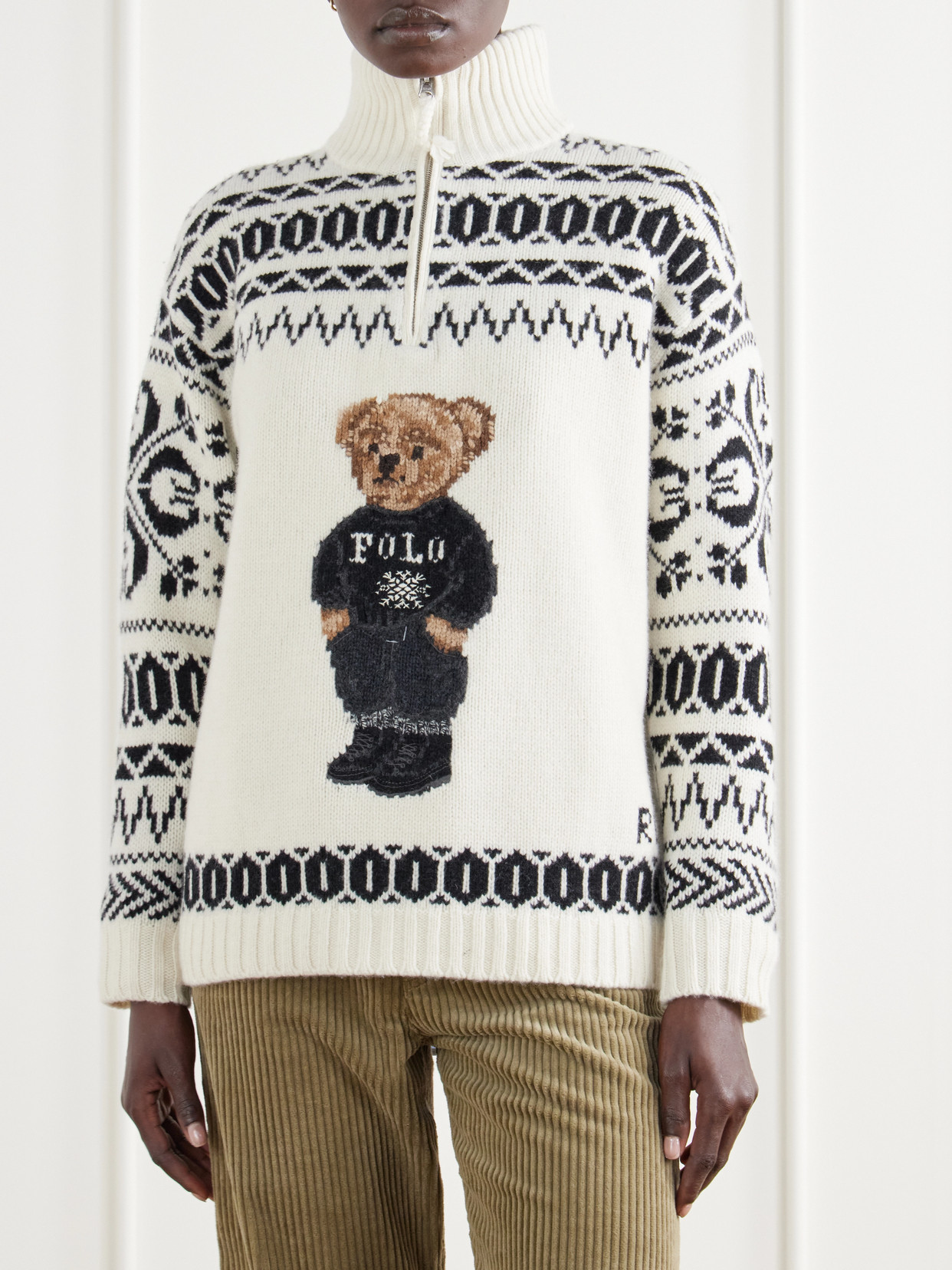 Polo Ralph Lauren - Embroidered Fair Isle Wool And Cashmere-Blend Half-Zip Sweater
