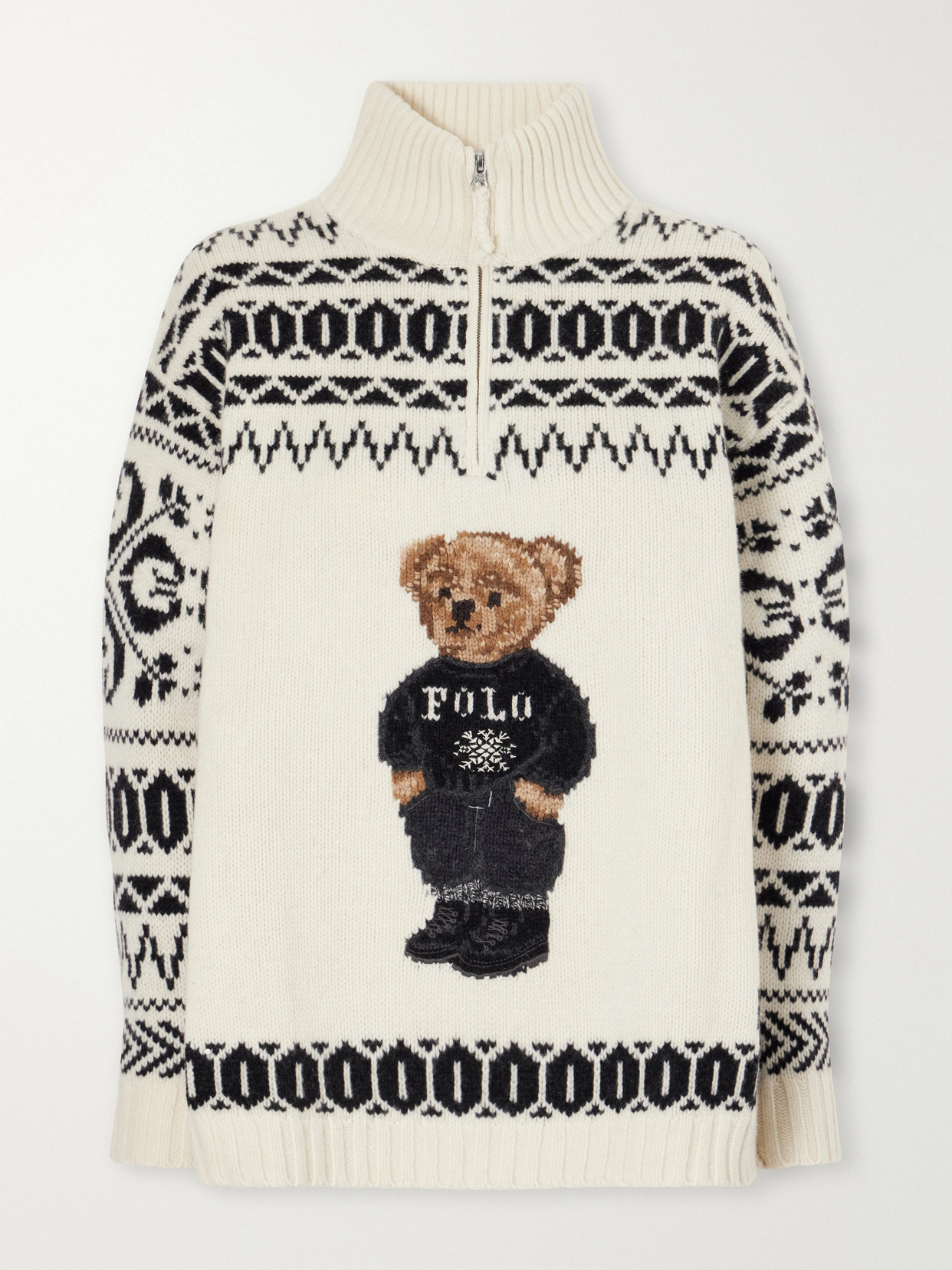 Polo Ralph Lauren - Embroidered Fair Isle Wool And Cashmere-Blend Half-Zip Sweater