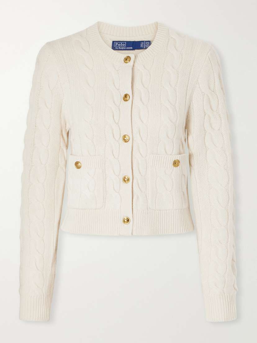 Cropped Cable-knit Wool And Cashmere-blend Cardigan - Neutrals Cropped Cable-knit Wool And Cashmere-blend Cardigan - Neutrals