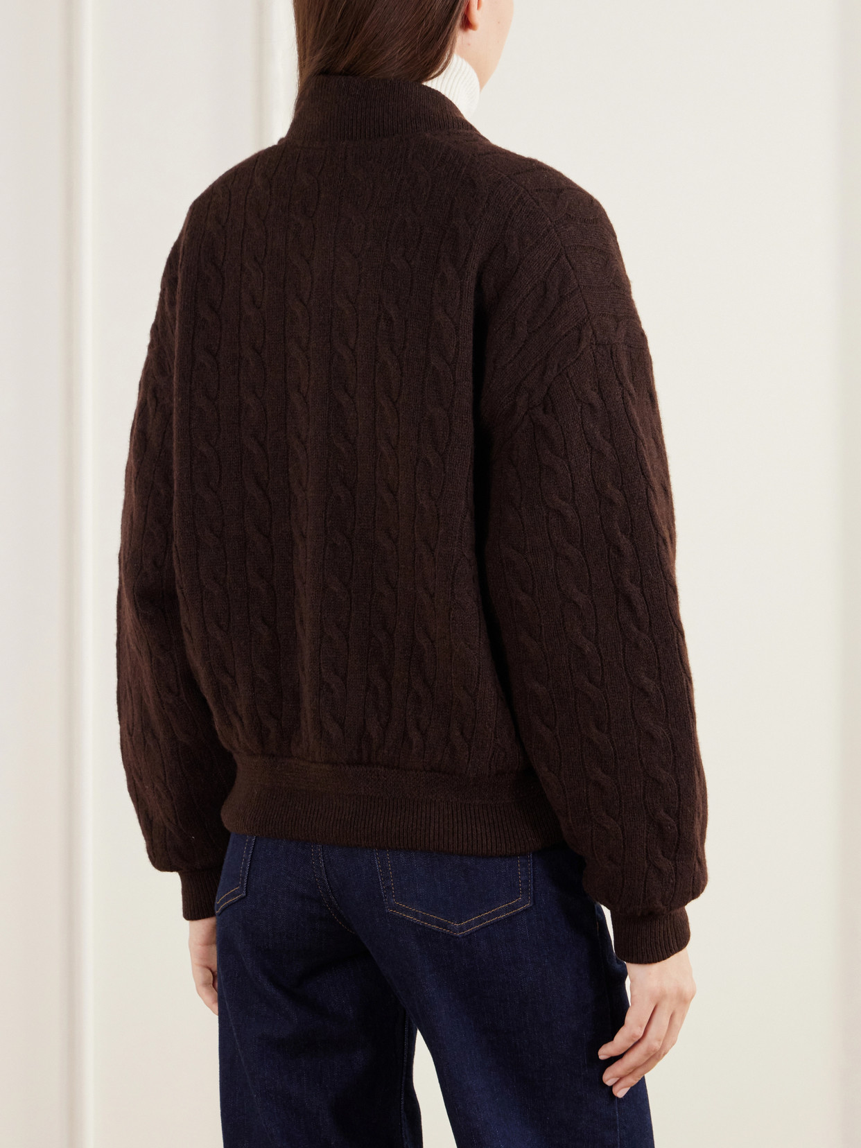 Polo Ralph Lauren - Logo-Embroidered Cable-Knit Wool And Cashmere-Blend Bomber Jacket