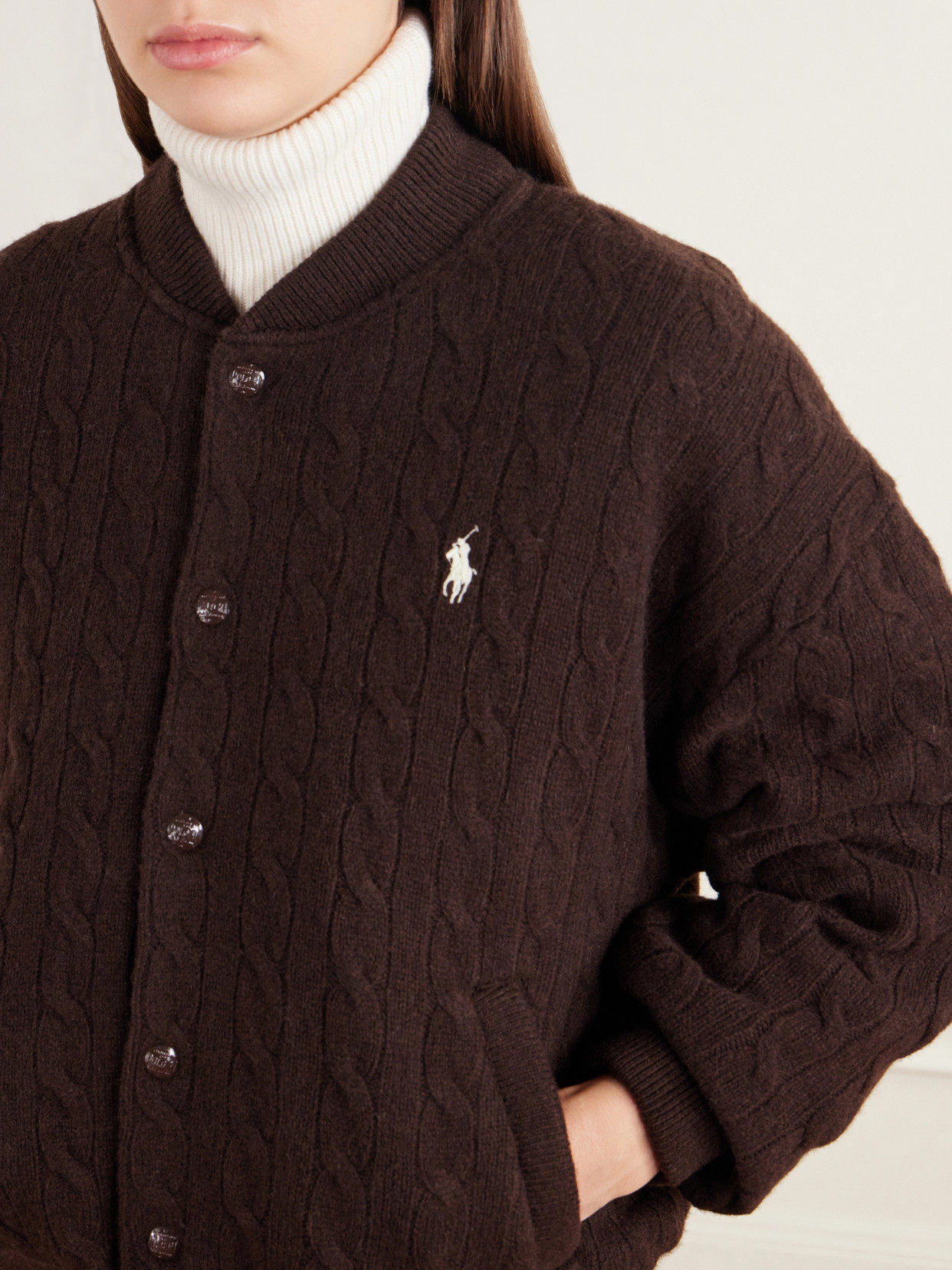 Polo Ralph Lauren - Logo-Embroidered Cable-Knit Wool And Cashmere-Blend Bomber Jacket
