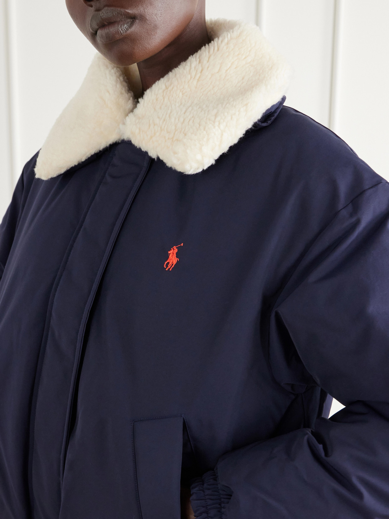 Polo Ralph Lauren - Logo-Embroidered Cropped Plush-Trimmed Shell Down Jacket