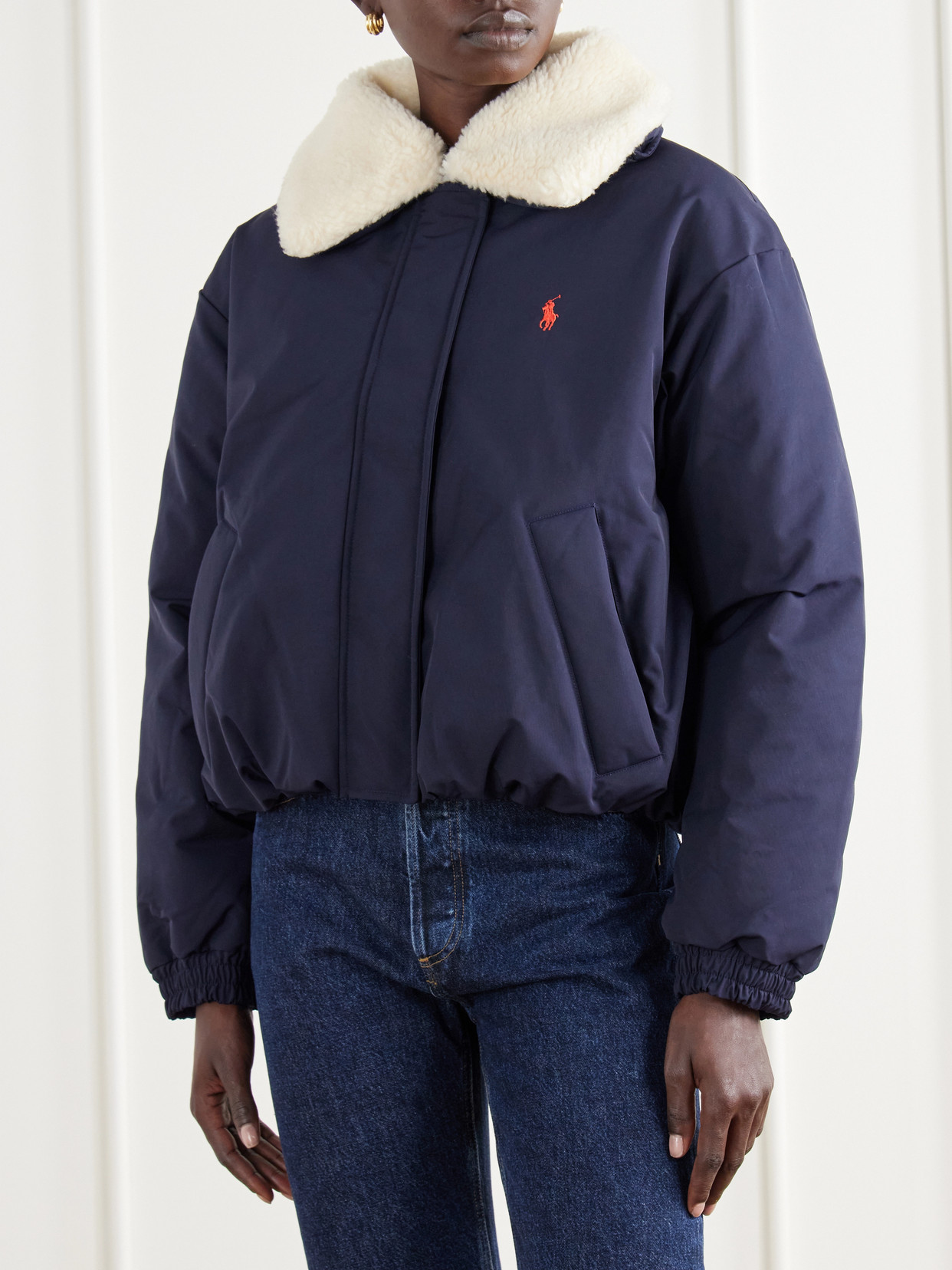 Polo Ralph Lauren - Logo-Embroidered Cropped Plush-Trimmed Shell Down Jacket