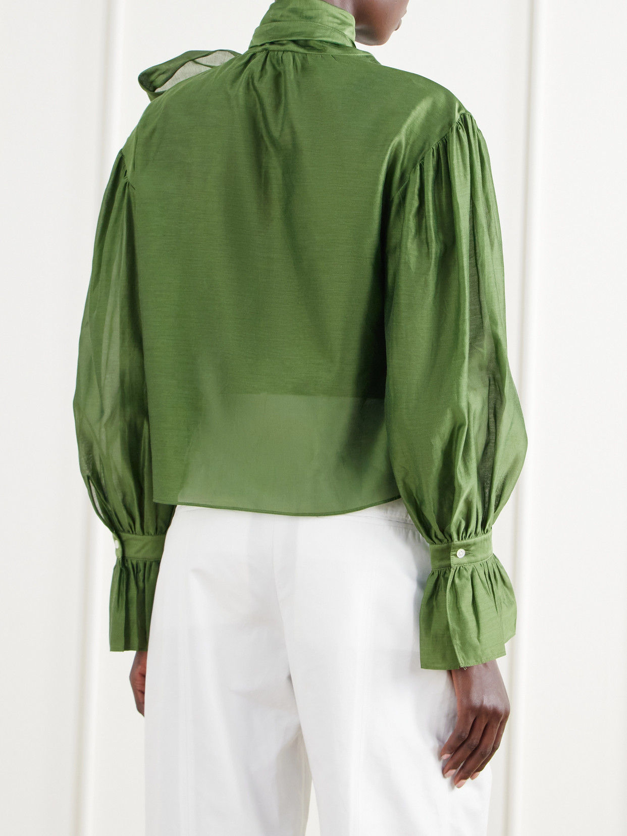 Polo Ralph Lauren - Bow-Detailed Asymmetric Cotton And Silk-Blend Organdy Blouse