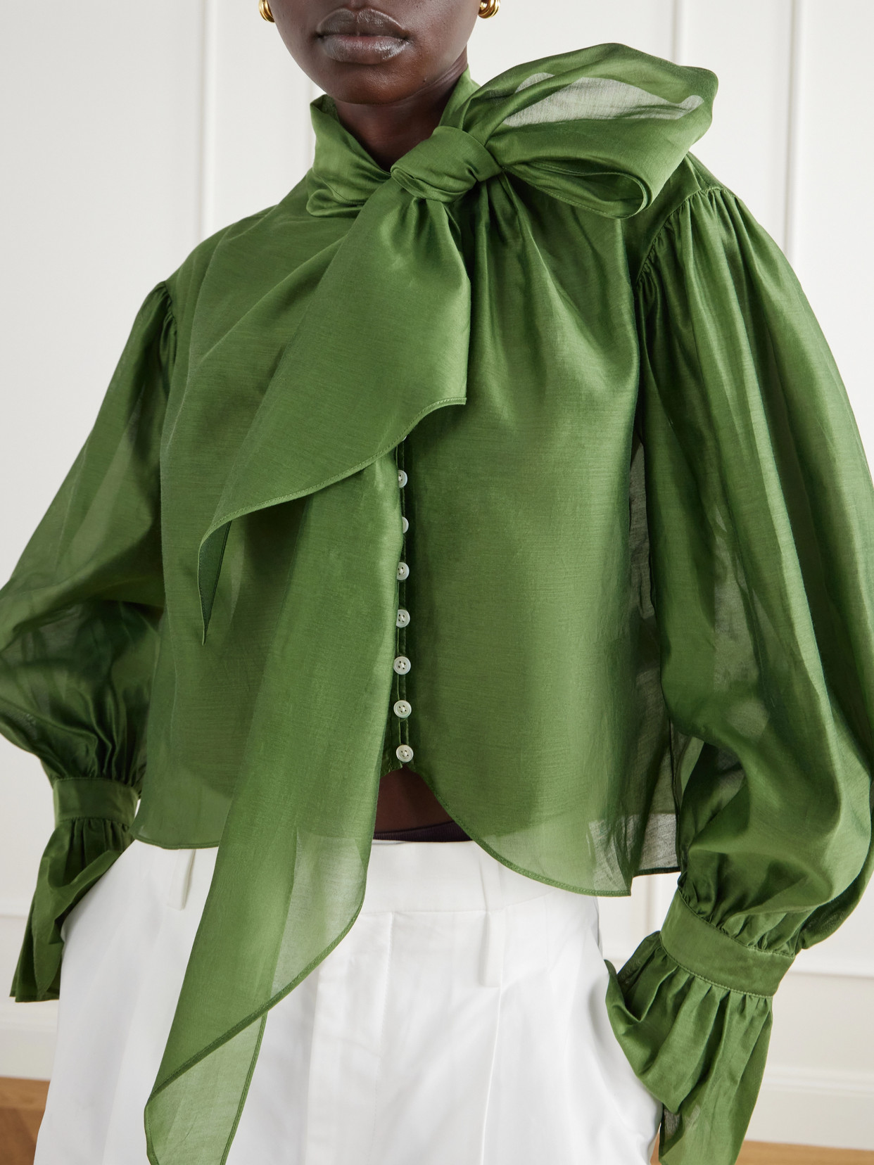 Polo Ralph Lauren - Bow-Detailed Asymmetric Cotton And Silk-Blend Organdy Blouse