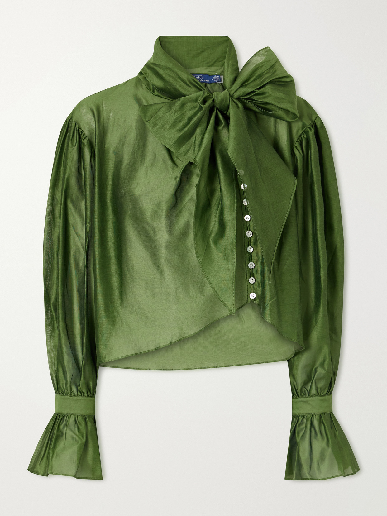Polo Ralph Lauren - Bow-Detailed Asymmetric Cotton And Silk-Blend Organdy Blouse