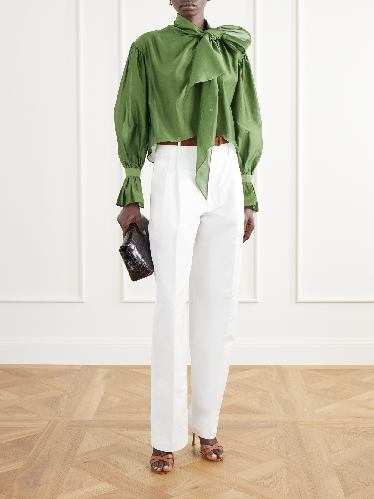 Polo Ralph Lauren - Bow-Detailed Asymmetric Cotton And Silk-Blend Organdy Blouse