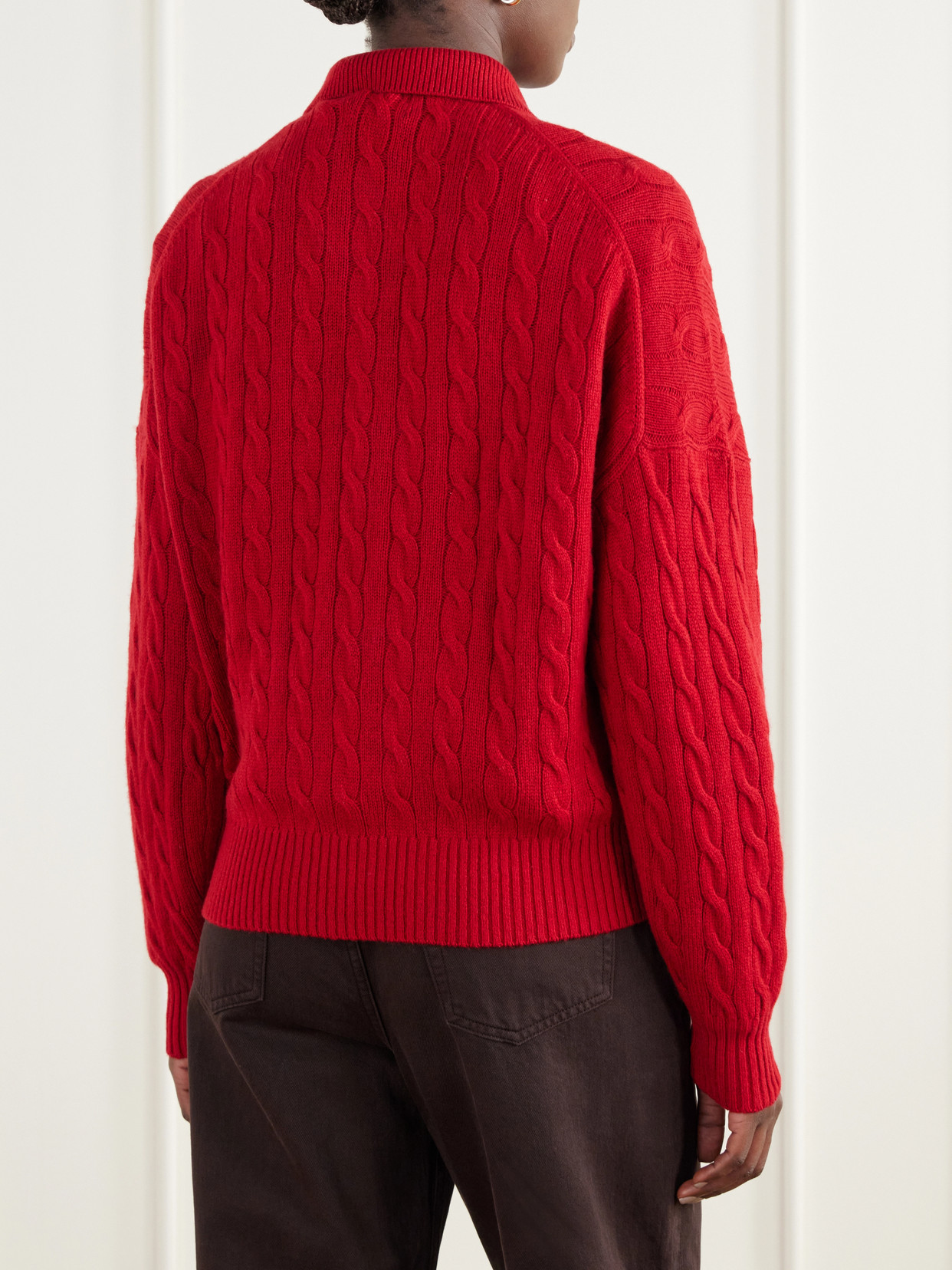 Polo Ralph Lauren - Logo-Embroidered Cable-Knit Wool And Cashmere-Blend Polo Sweater