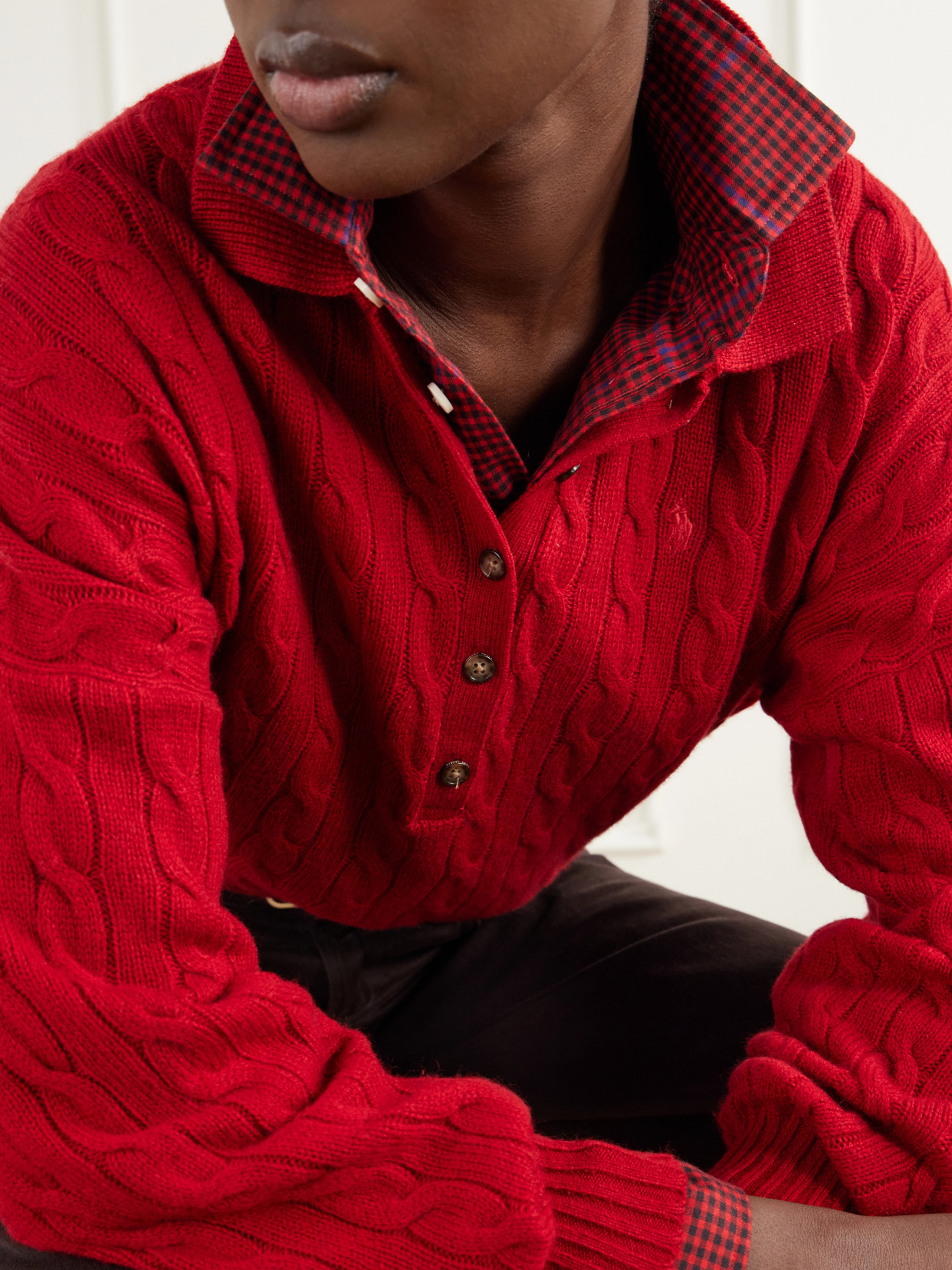 Polo Ralph Lauren - Logo-Embroidered Cable-Knit Wool And Cashmere-Blend Polo Sweater