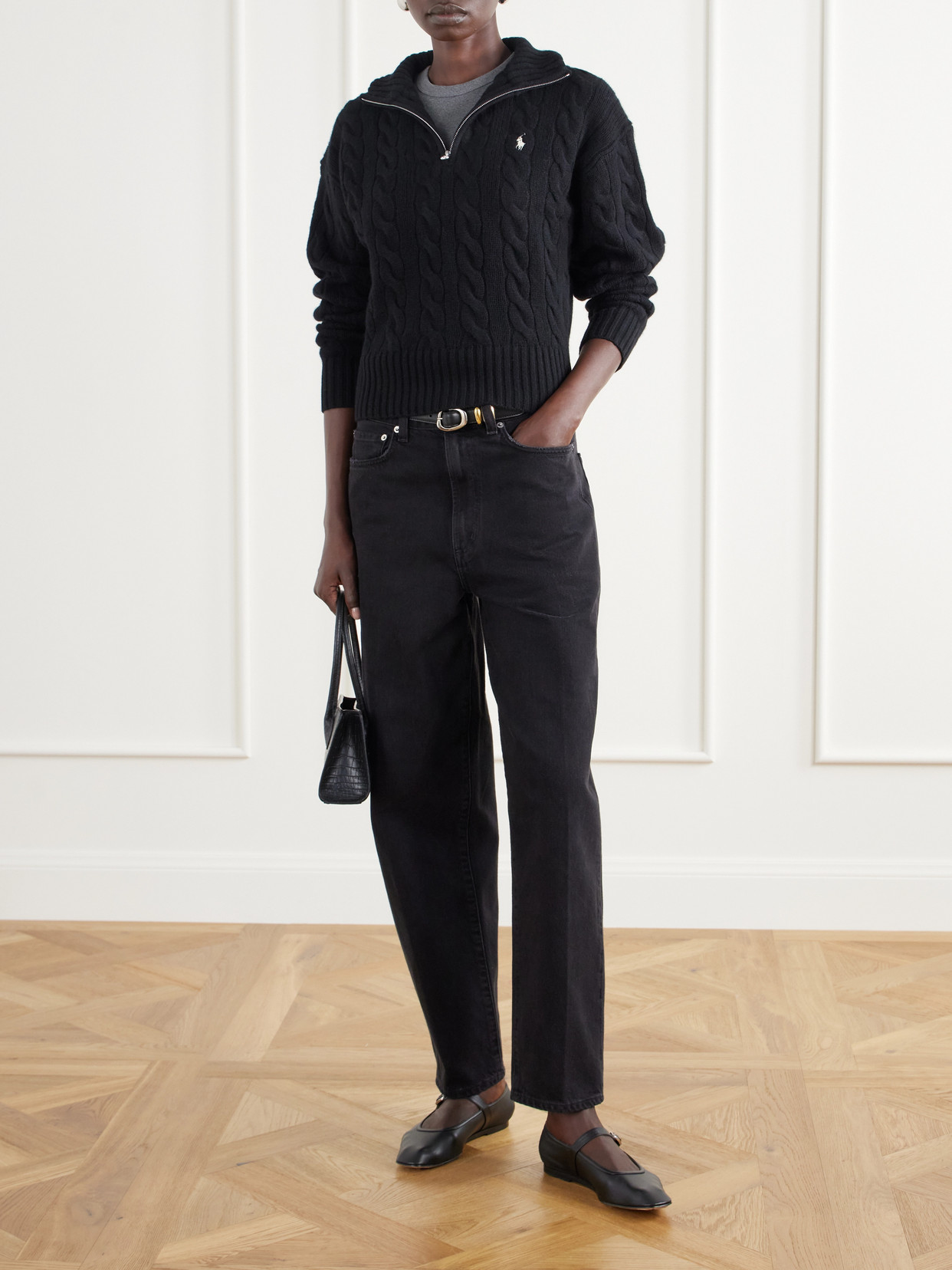 Polo Ralph Lauren - Logo-Embroidered Cable-Knit Wool And Cashmere-Blend Half-Zip Sweater