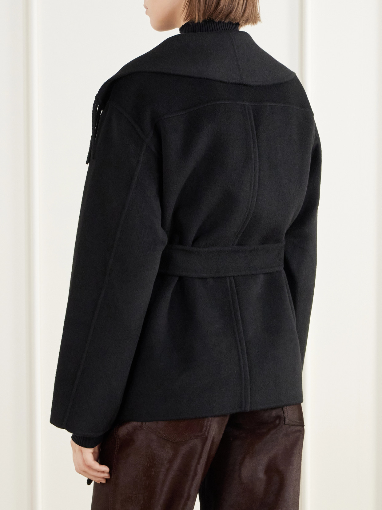 Rowen Belted Fringed Wool-Blend Jacket