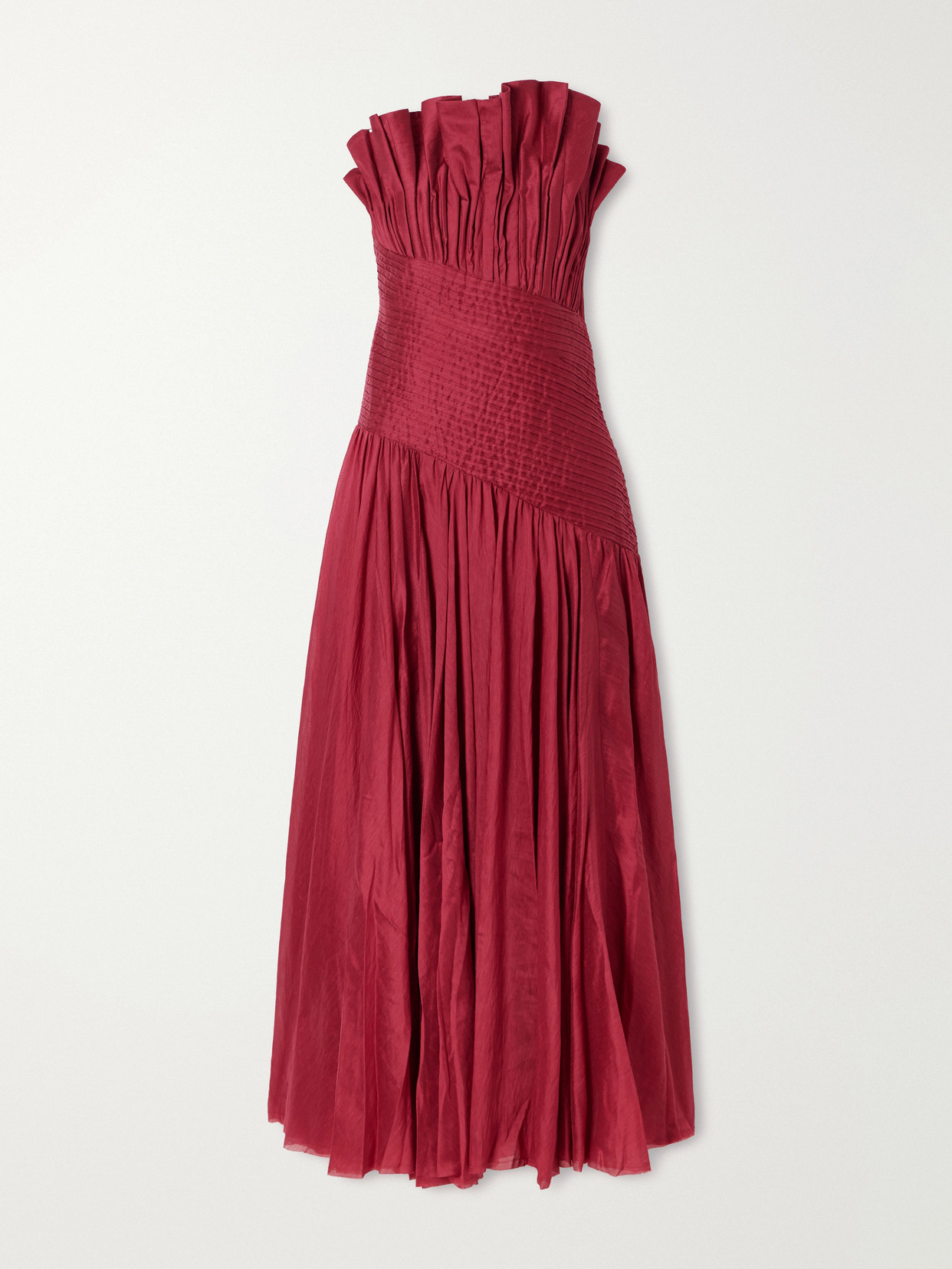 Aje Aquiline Pleated Lyocell-blend Dupioni Gown In Red
