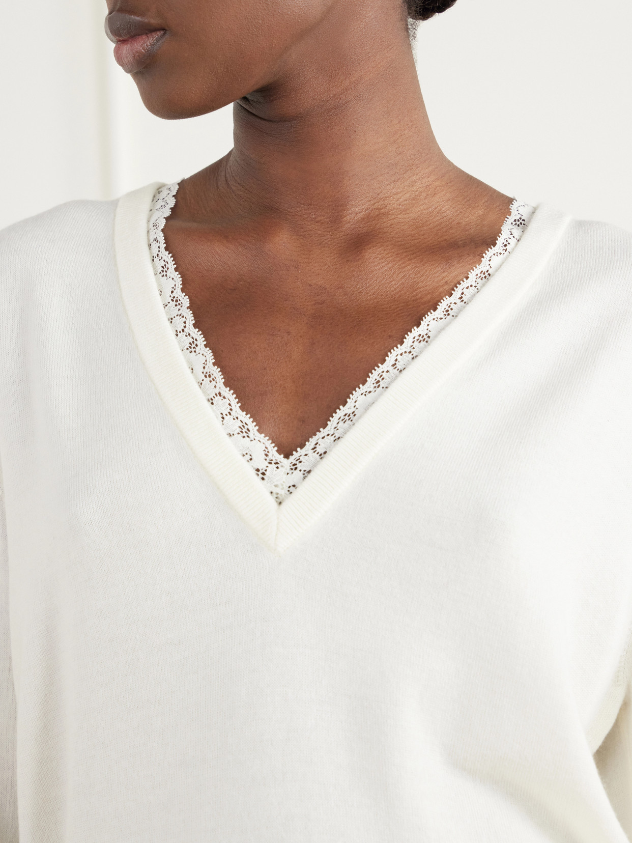Lace-Trimmed Sweater