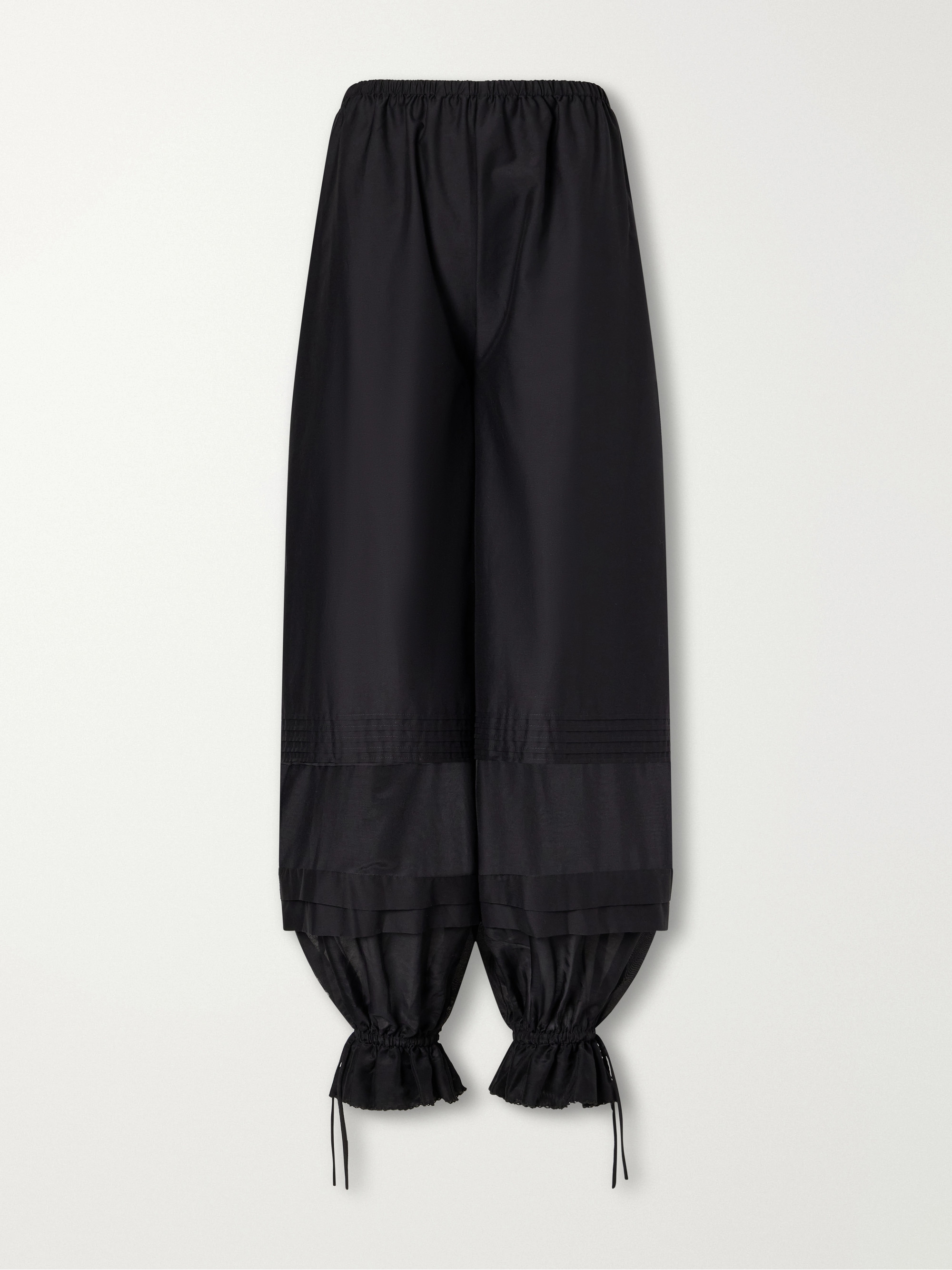 POSSE Pearl pleated voile-trimmed cotton and silk-blend poplin barrel pants