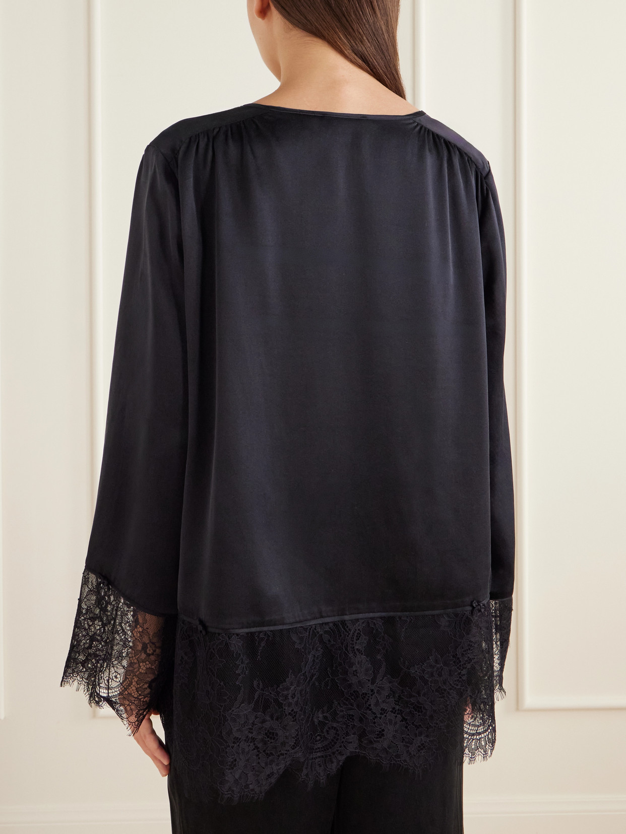 Blake Lace-Trimmed Silk-Charmeuse Shirt