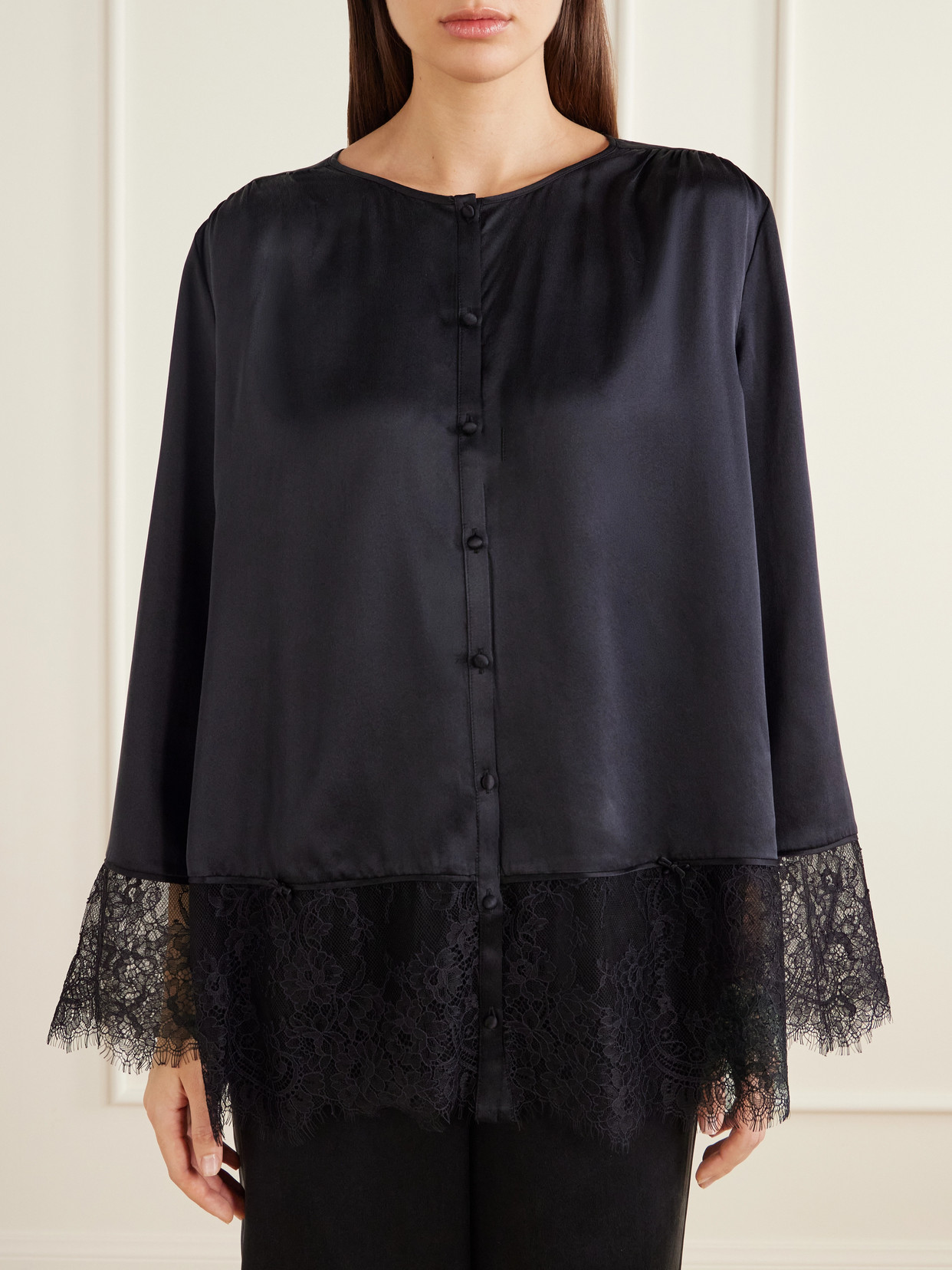 Blake Lace-Trimmed Silk-Charmeuse Shirt